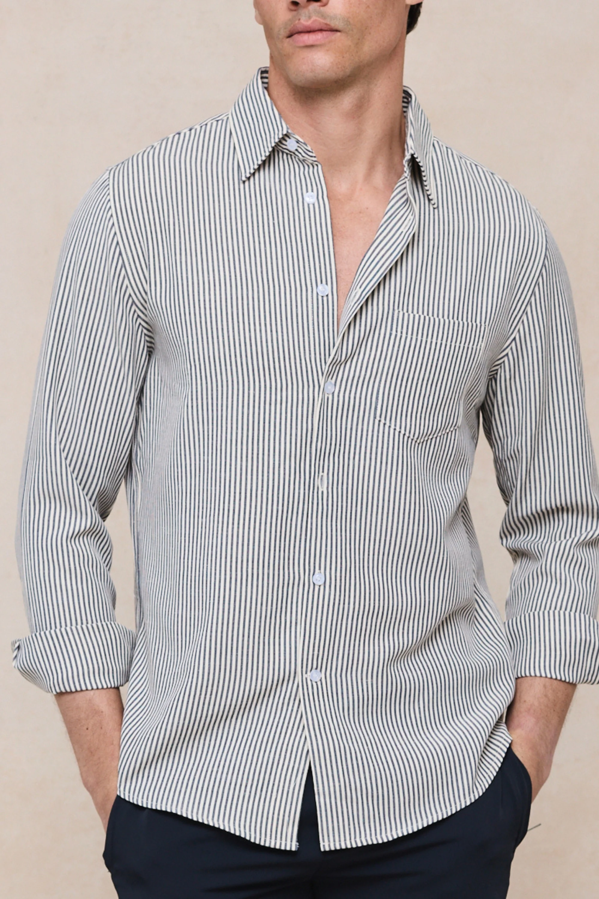 Abilo Striped Shirt - Ecru/Navy - Image 3