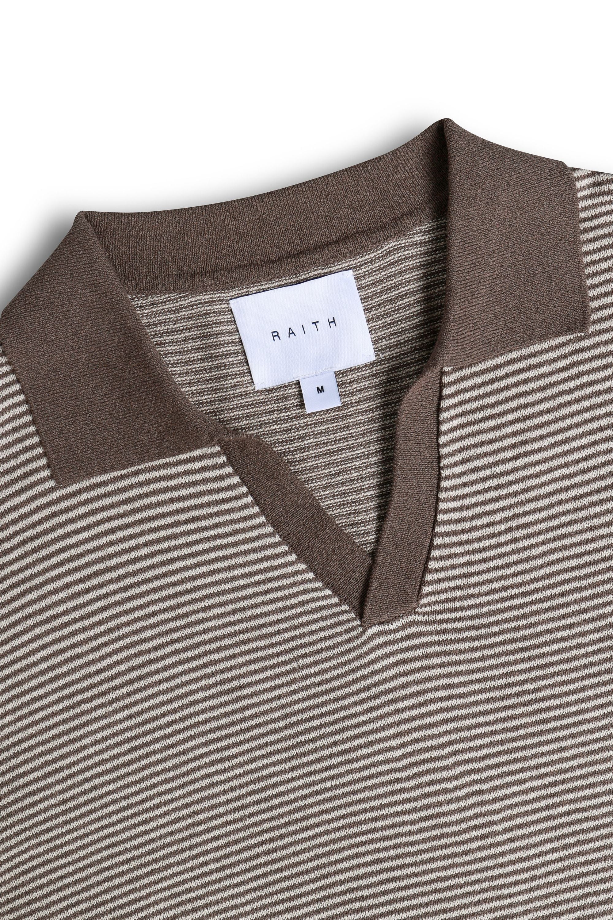 Antonio Contrast Trim Striped Linen Polo - Brown/Beige - Image 9