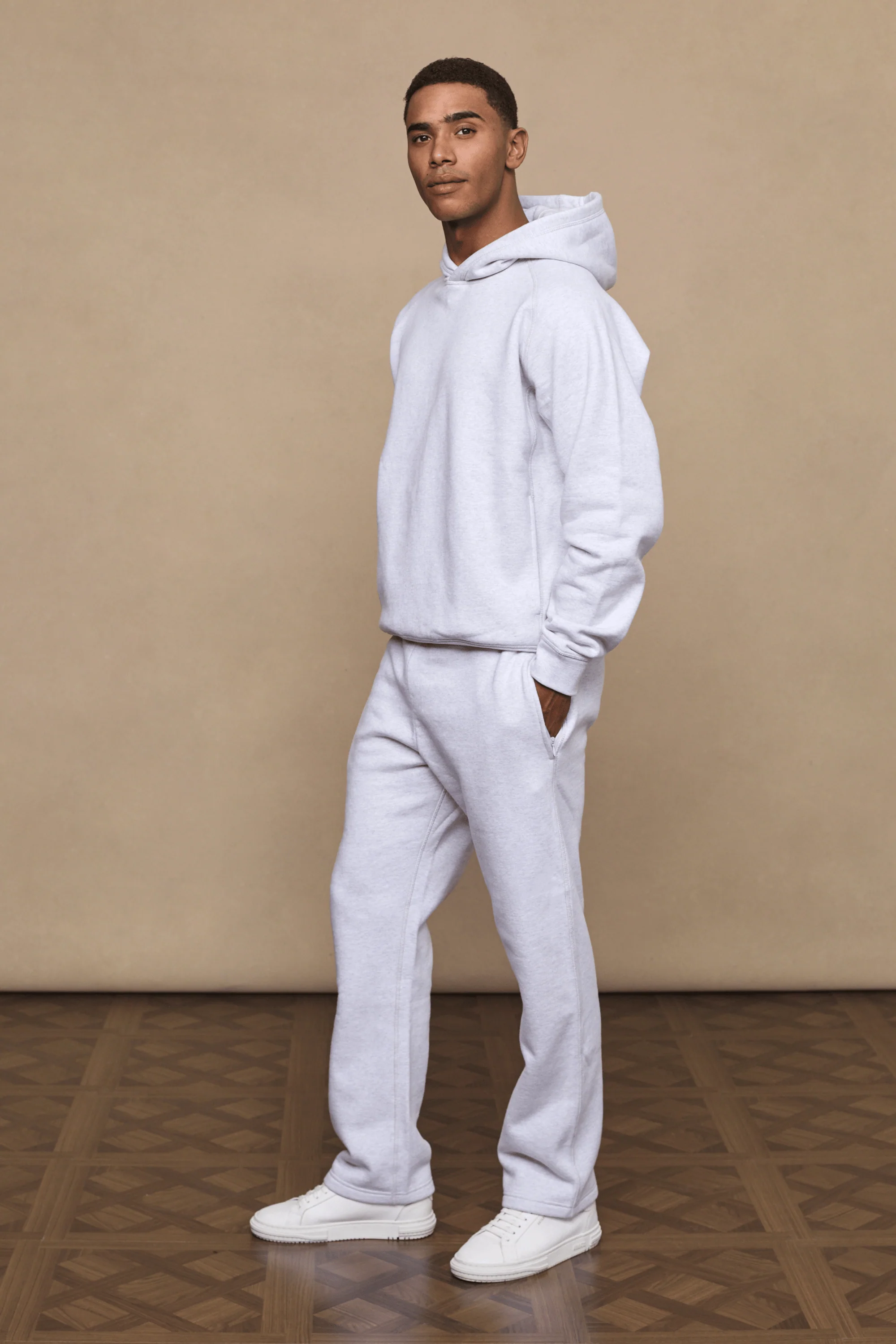 Axel Relaxed Panelled Hoodie - Stone Marl - Image 5