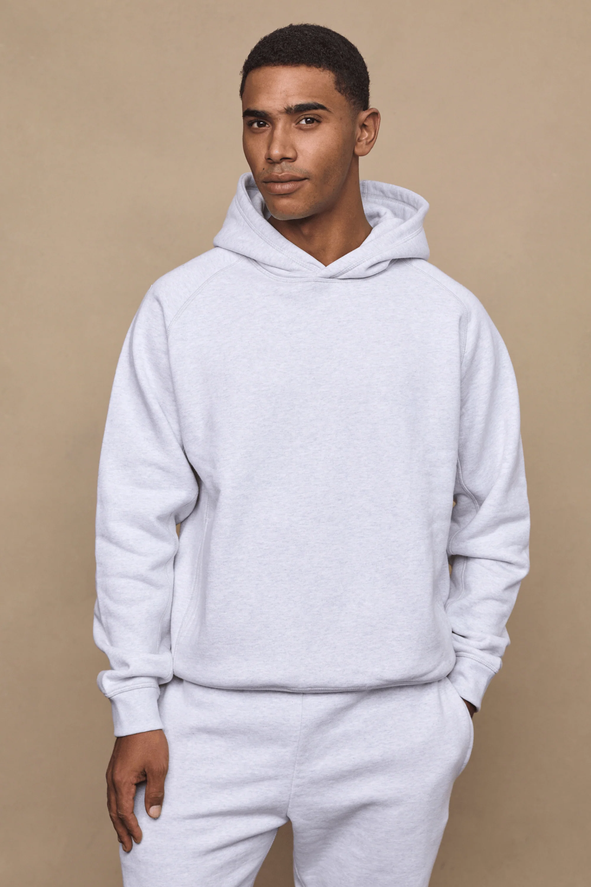 Axel Relaxed Panelled Hoodie - Stone Marl - Image 6