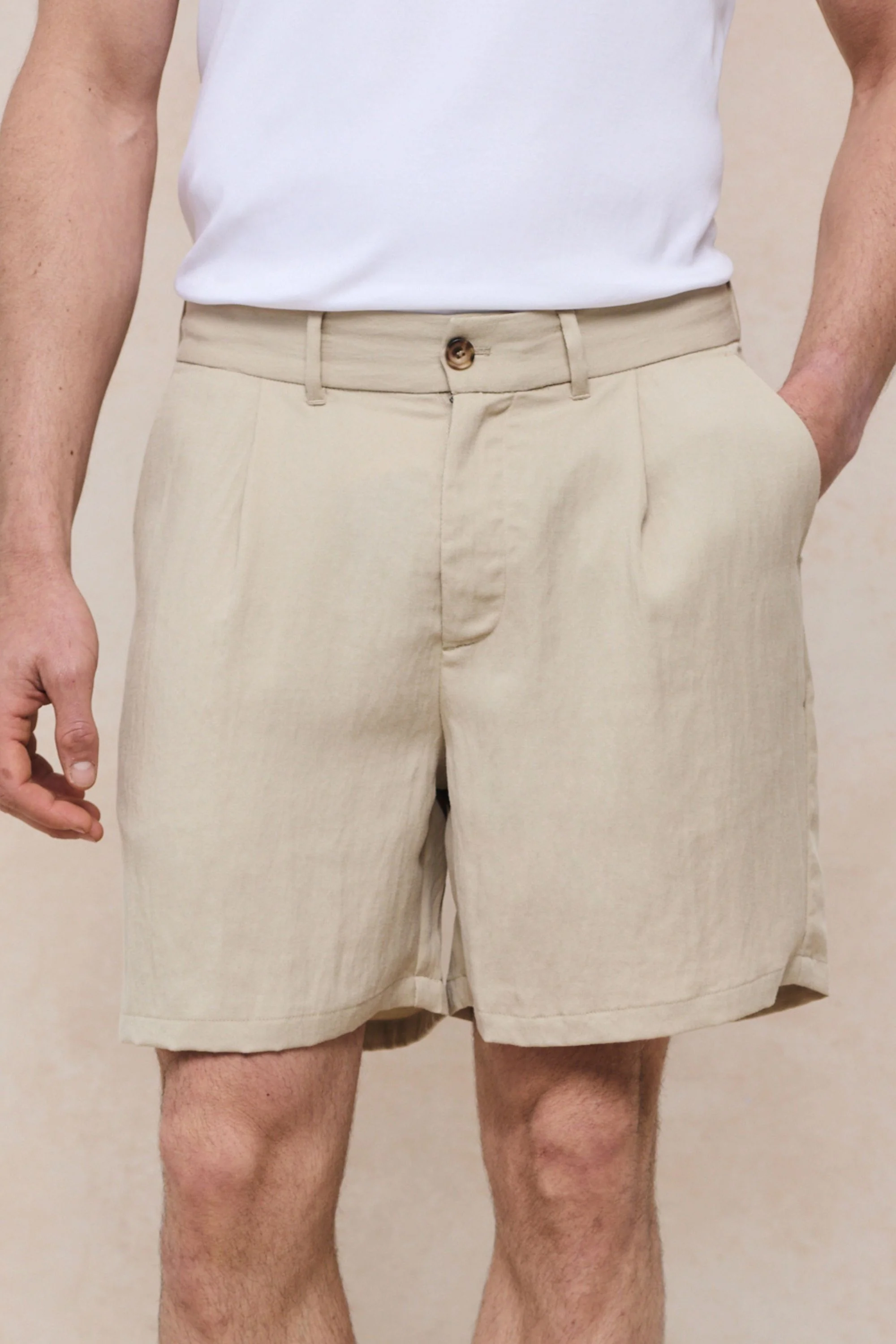 Caio Fluid Twill Short - Beige - Image 2