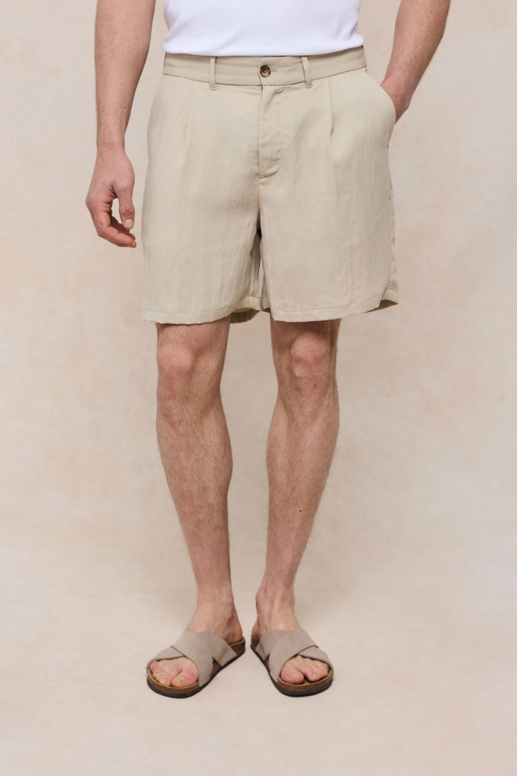 Caio Fluid Twill Short - Beige - Image 4