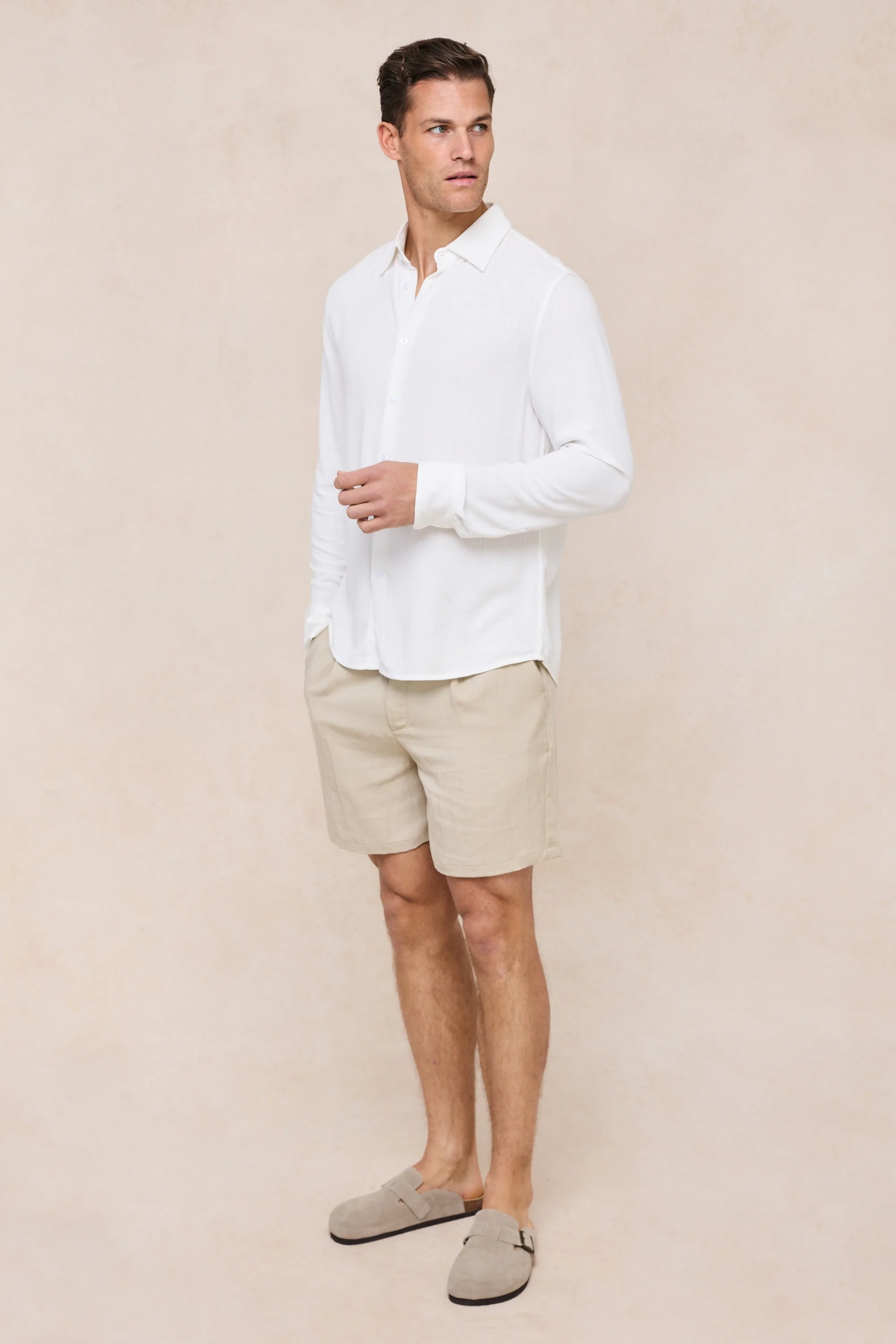 Cami Linen Classic Collar Shirt - Ecru - Image 5