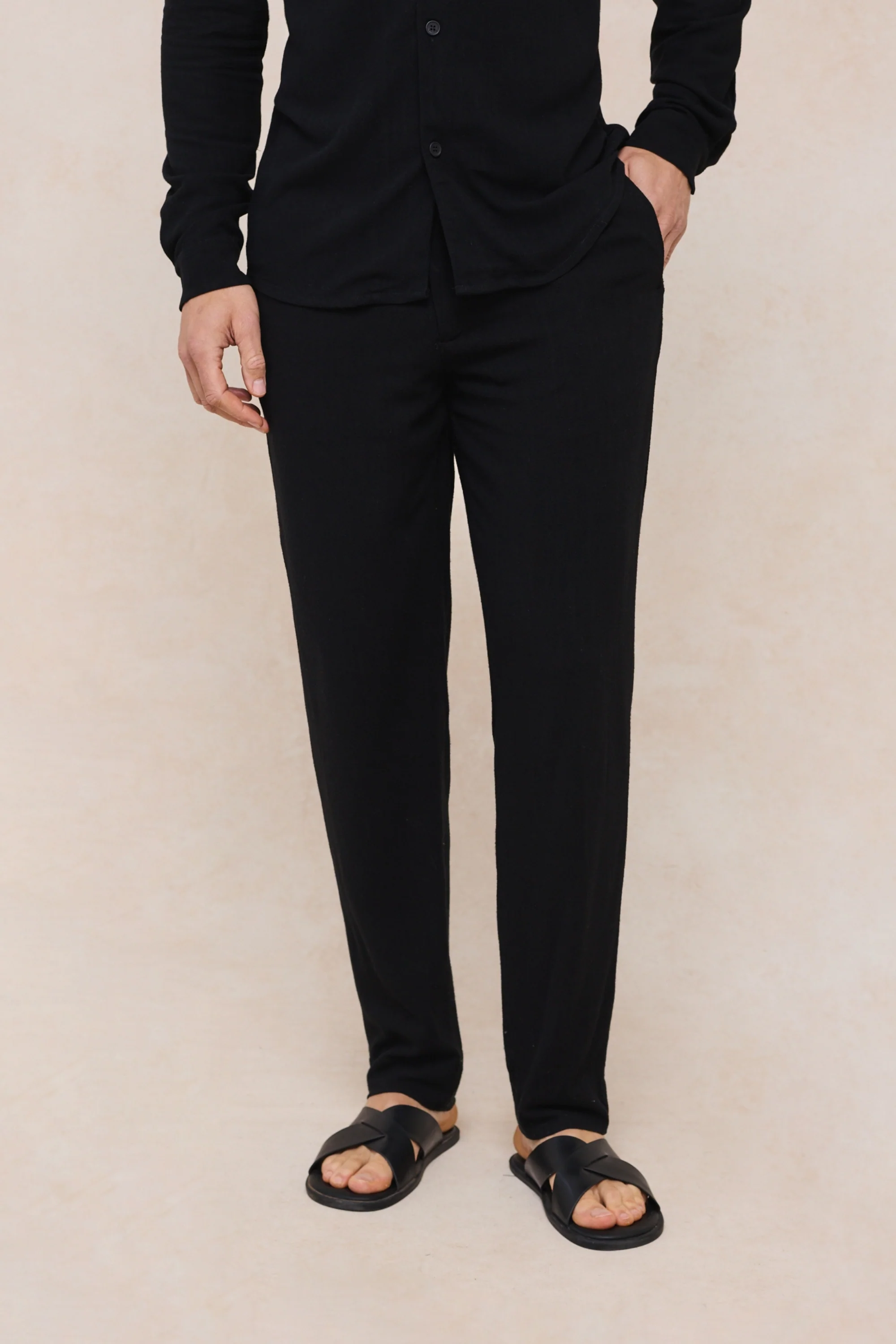 Cami Linen Straight Leg Trouser - Black - Image 5