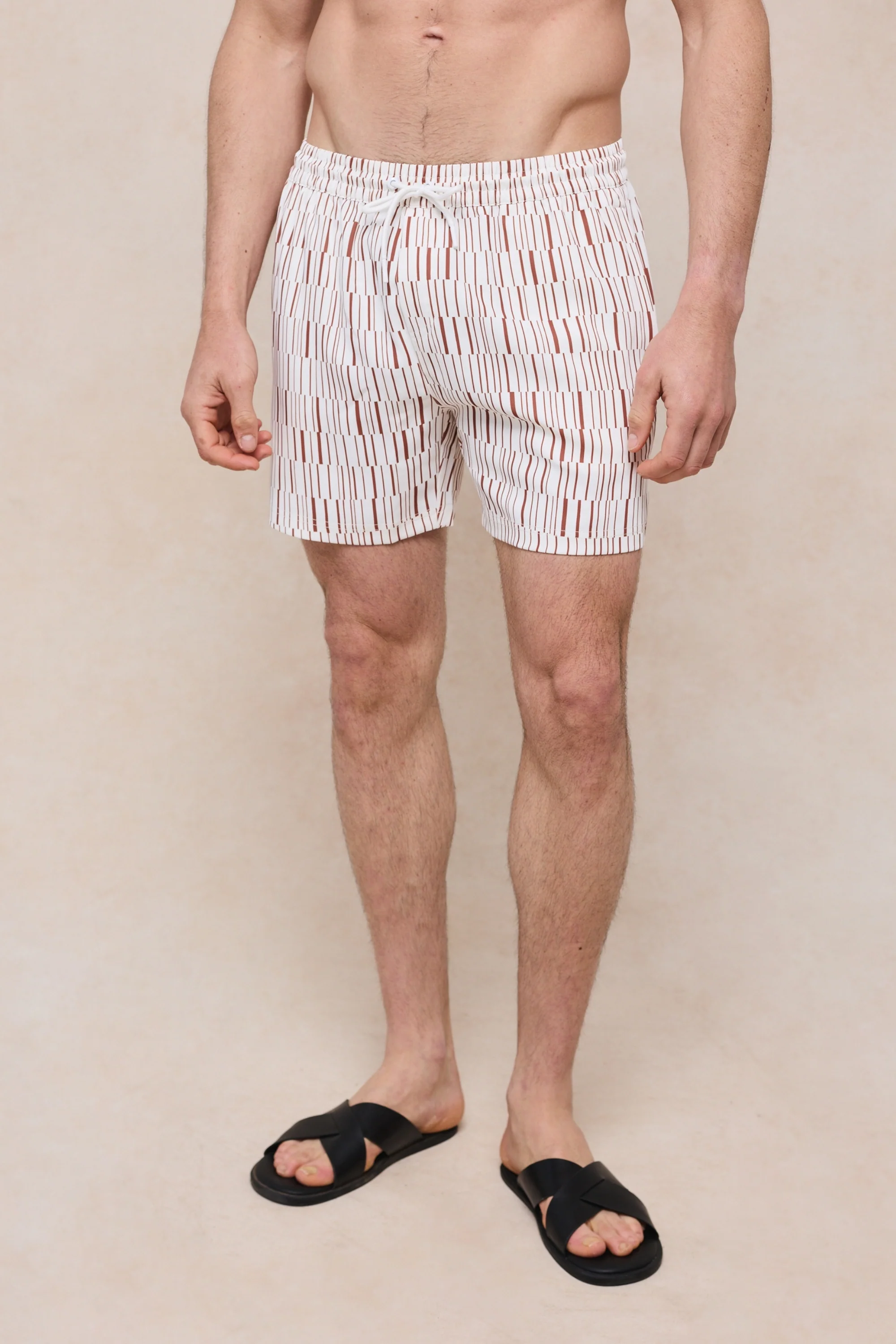 Chalco Elasticated Waist Swim Short - Ecru/Rust - Image 6