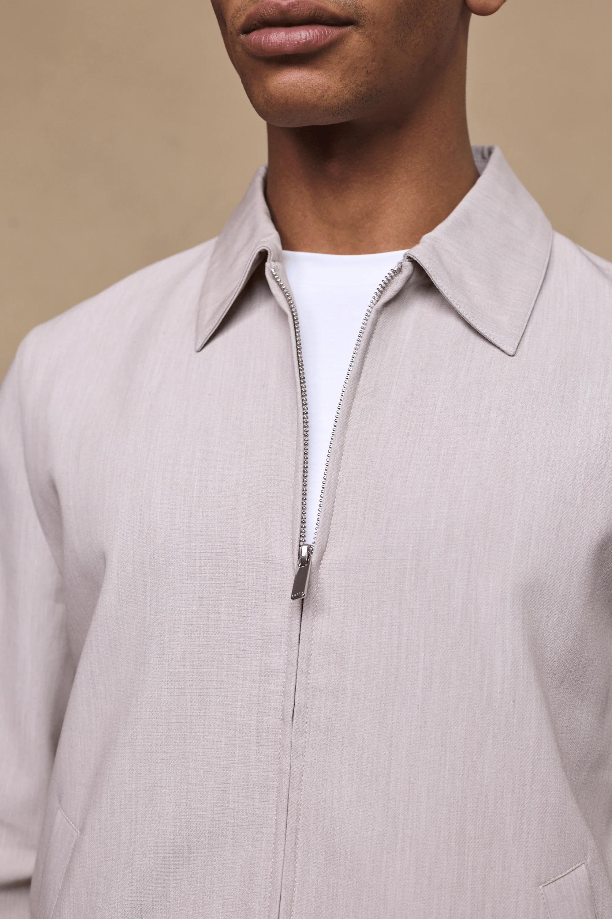 Emilio Zip Through Jacket - Oatmeal Marl - Image 4