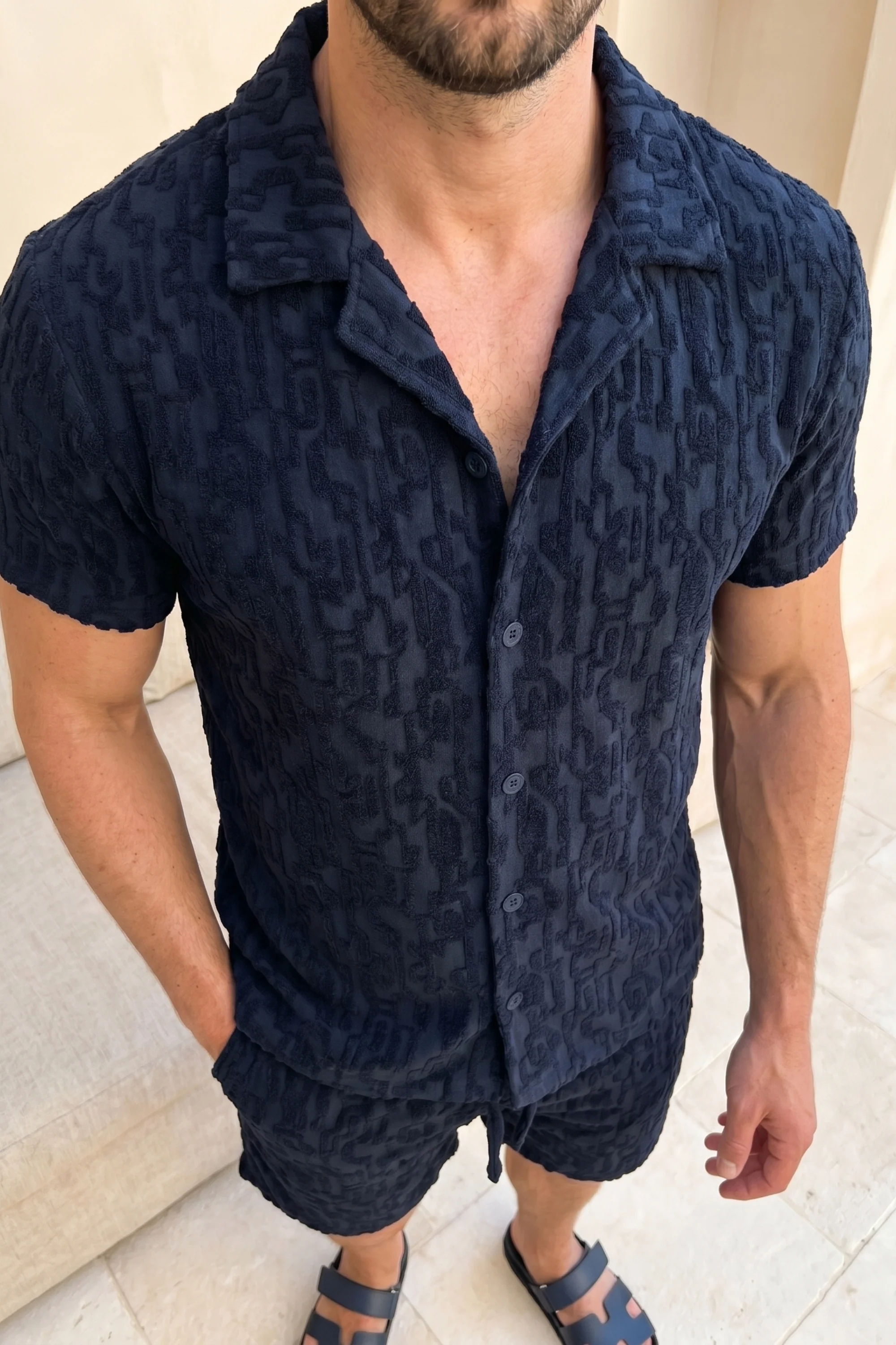Fausto Flocked Top - Navy - Image 3