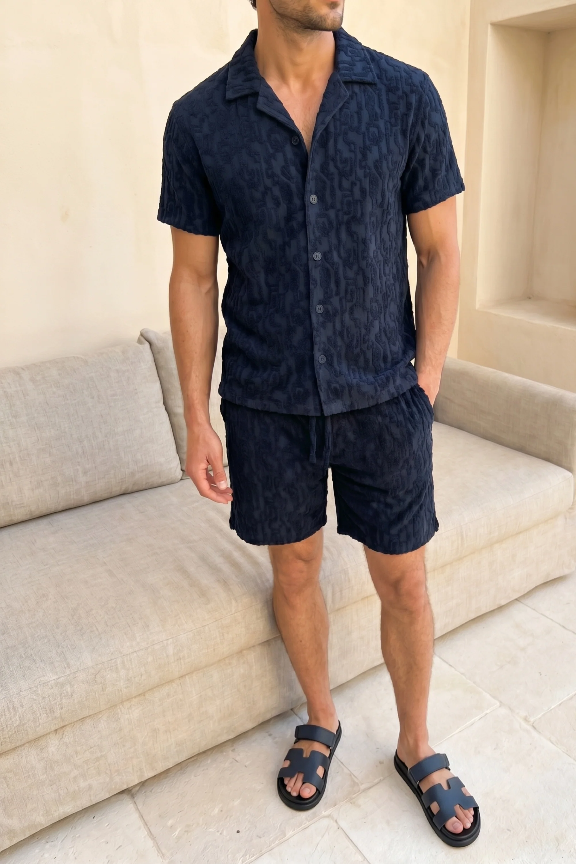 Fausto Flocked Top - Navy - Image 4