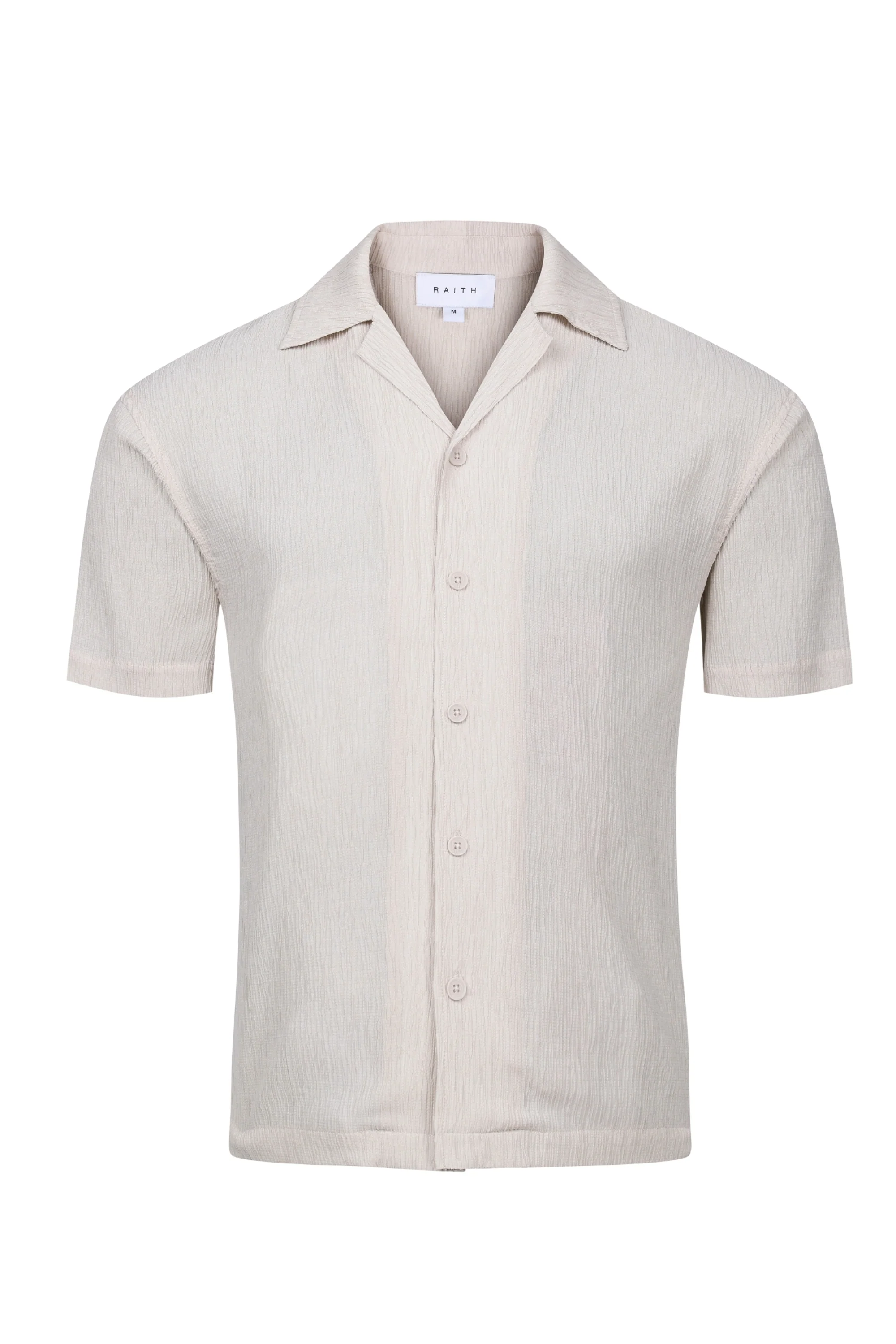 Gabriel Crinkled Tencel Short Sleeve Shirt - Beige - Image 2