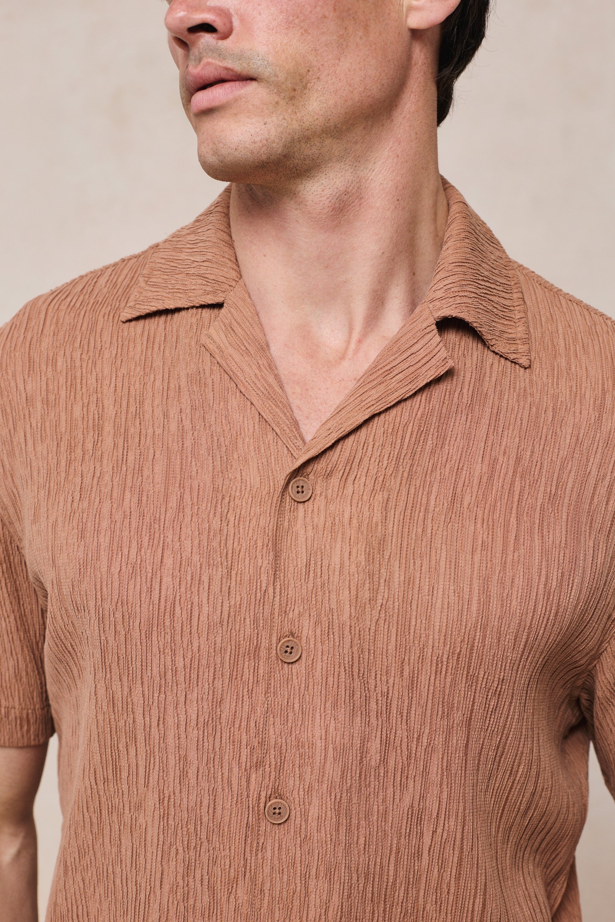 Gabriel Crinkled Tencel Short Sleeve Shirt - Rust - Image 7