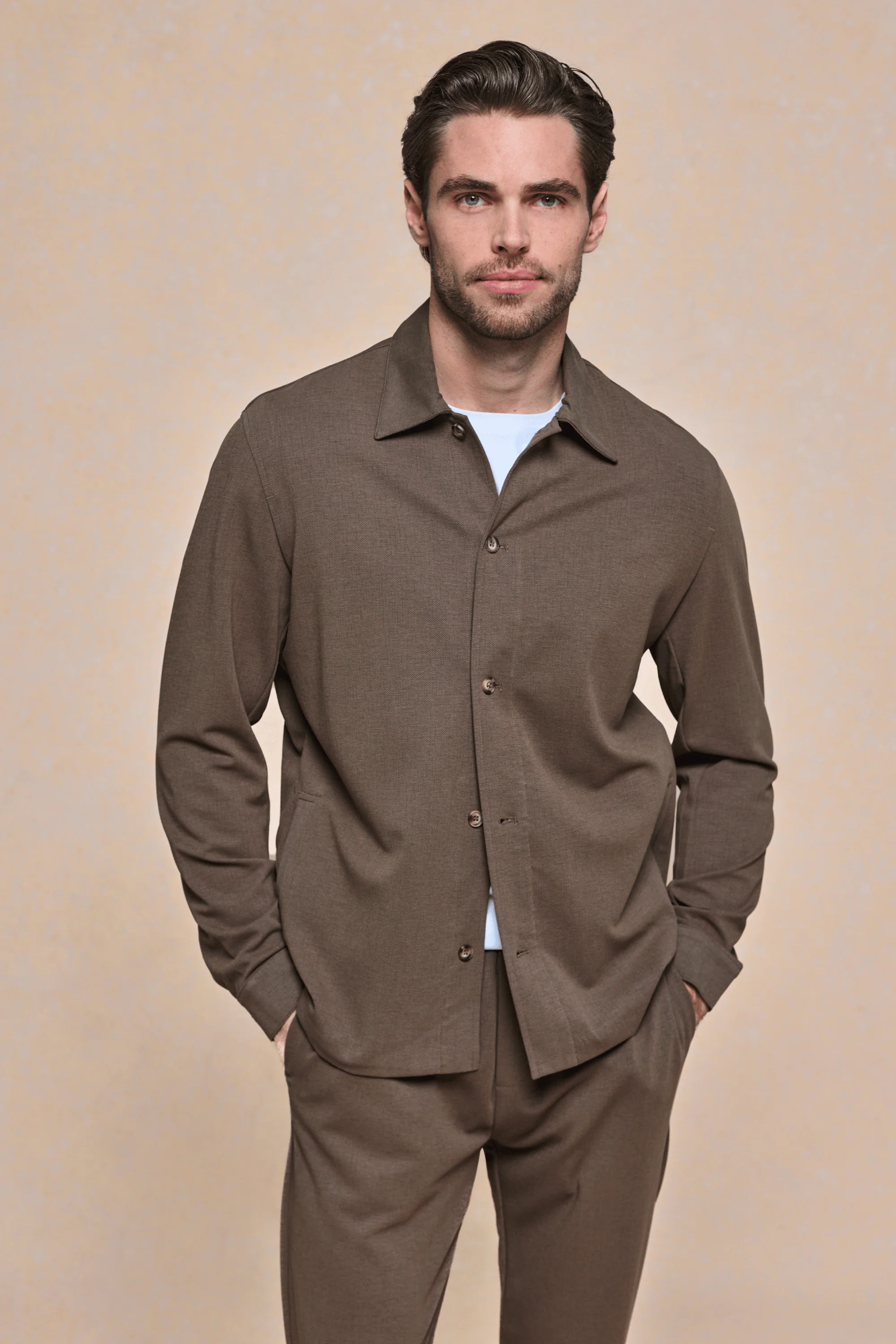 Geneva Textured Overshirt - Brown - Image 4