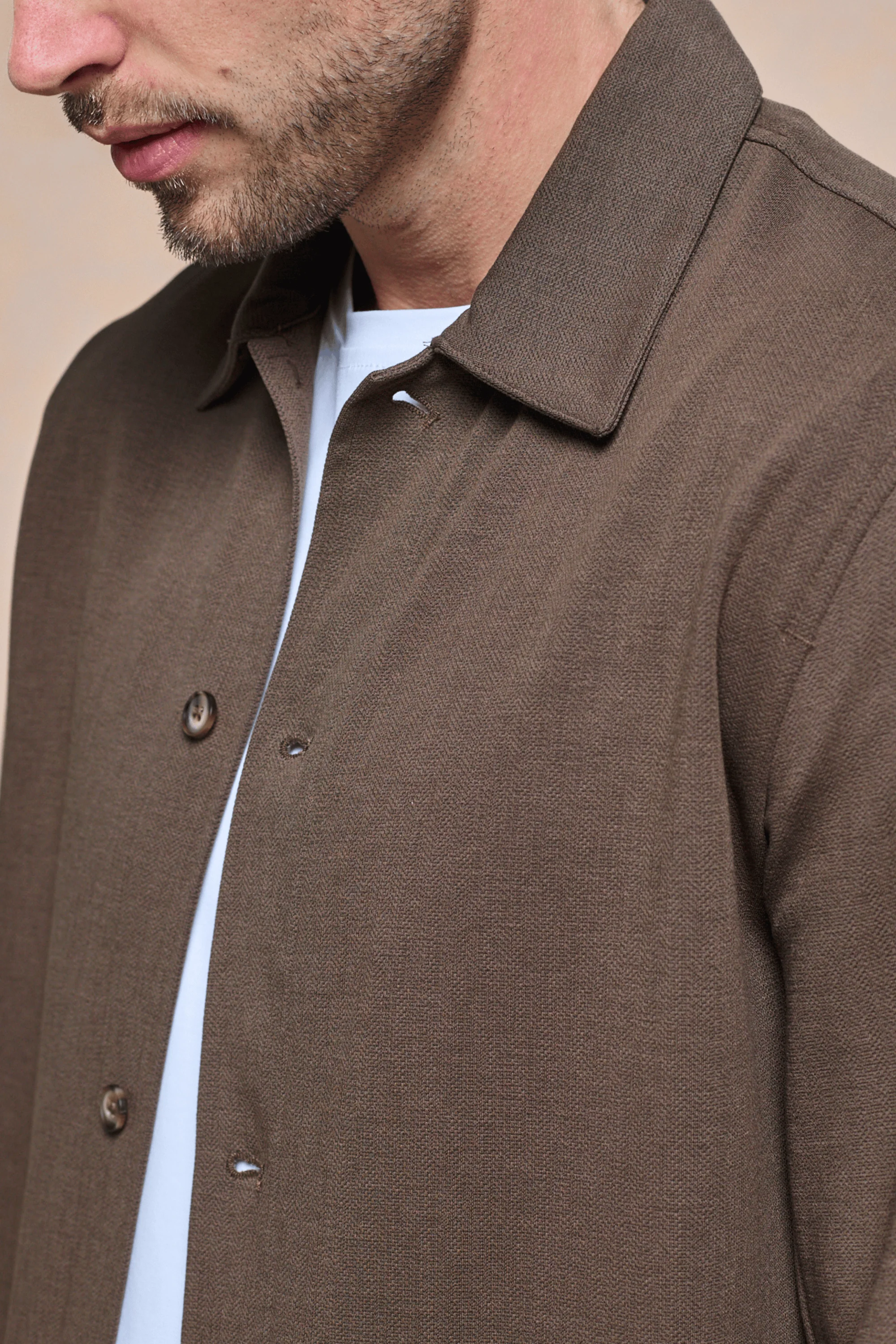 Geneva Textured Overshirt - Brown - Image 5