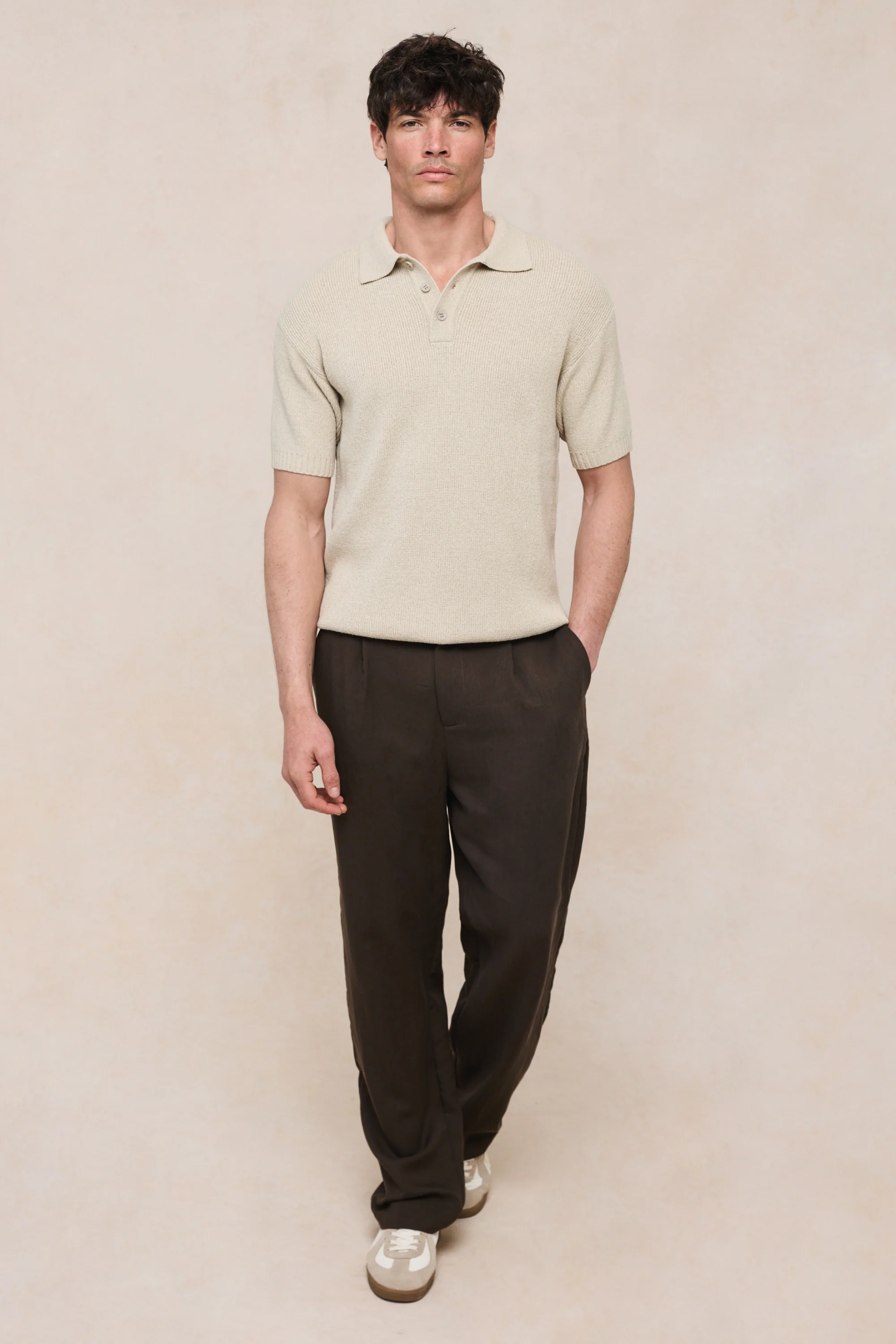 Helio Pleated Relaxed Trouser - Brown - Image 4