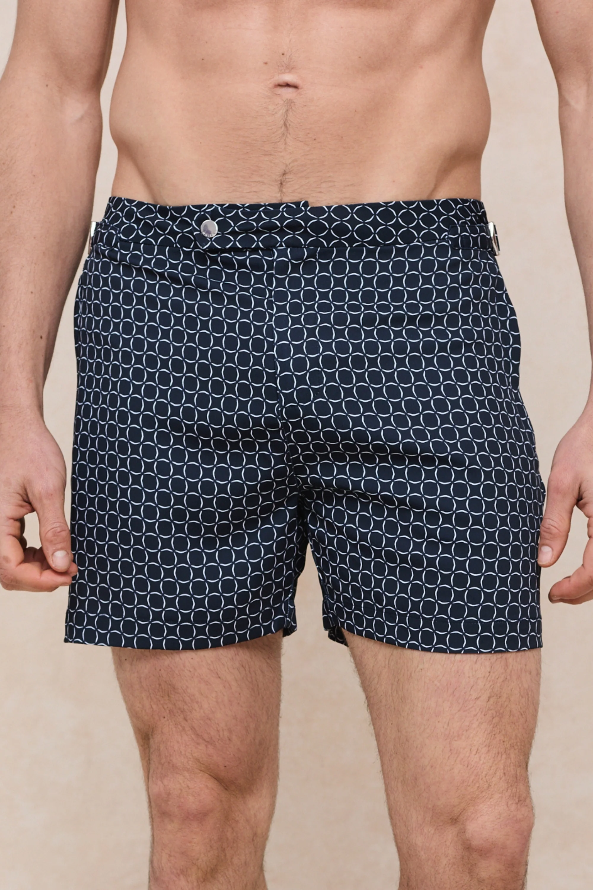 Ifni Tailored Swim Short With Adjusters - Navy/Ecru - Image 5