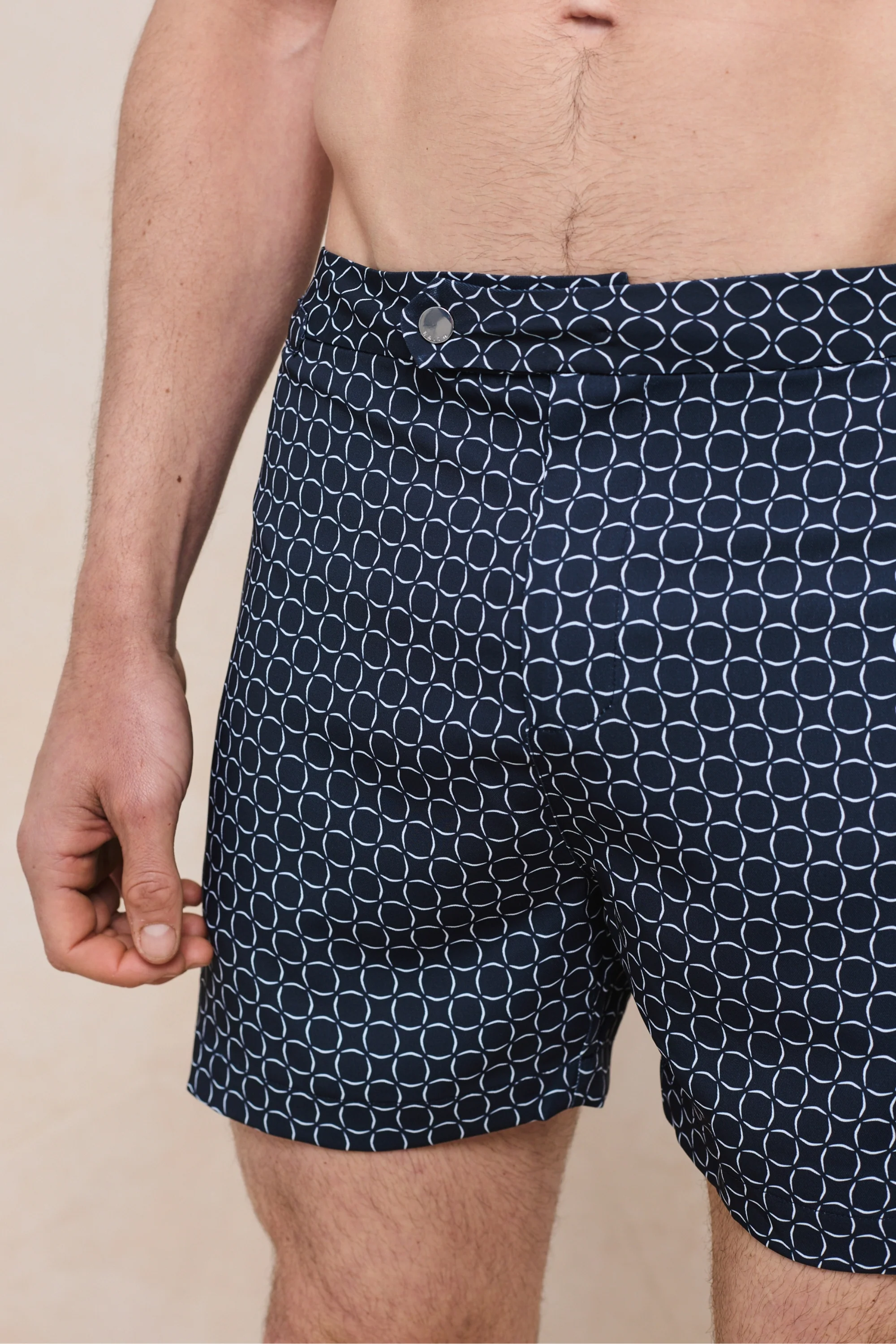 Ifni Tailored Swim Short With Adjusters - Navy/Ecru - Image 7