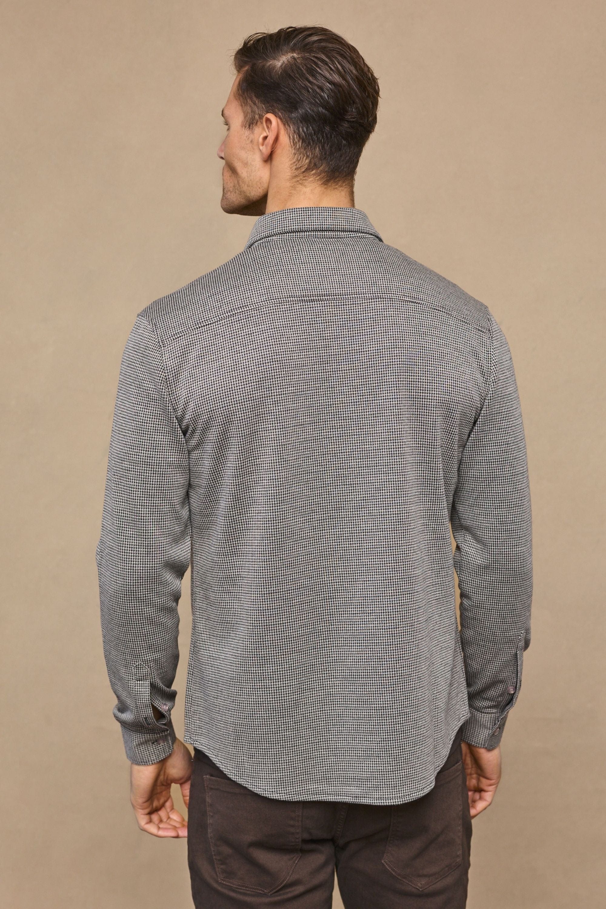 Joseph Dogtooth Overshirt - Black/Brown - Image 7