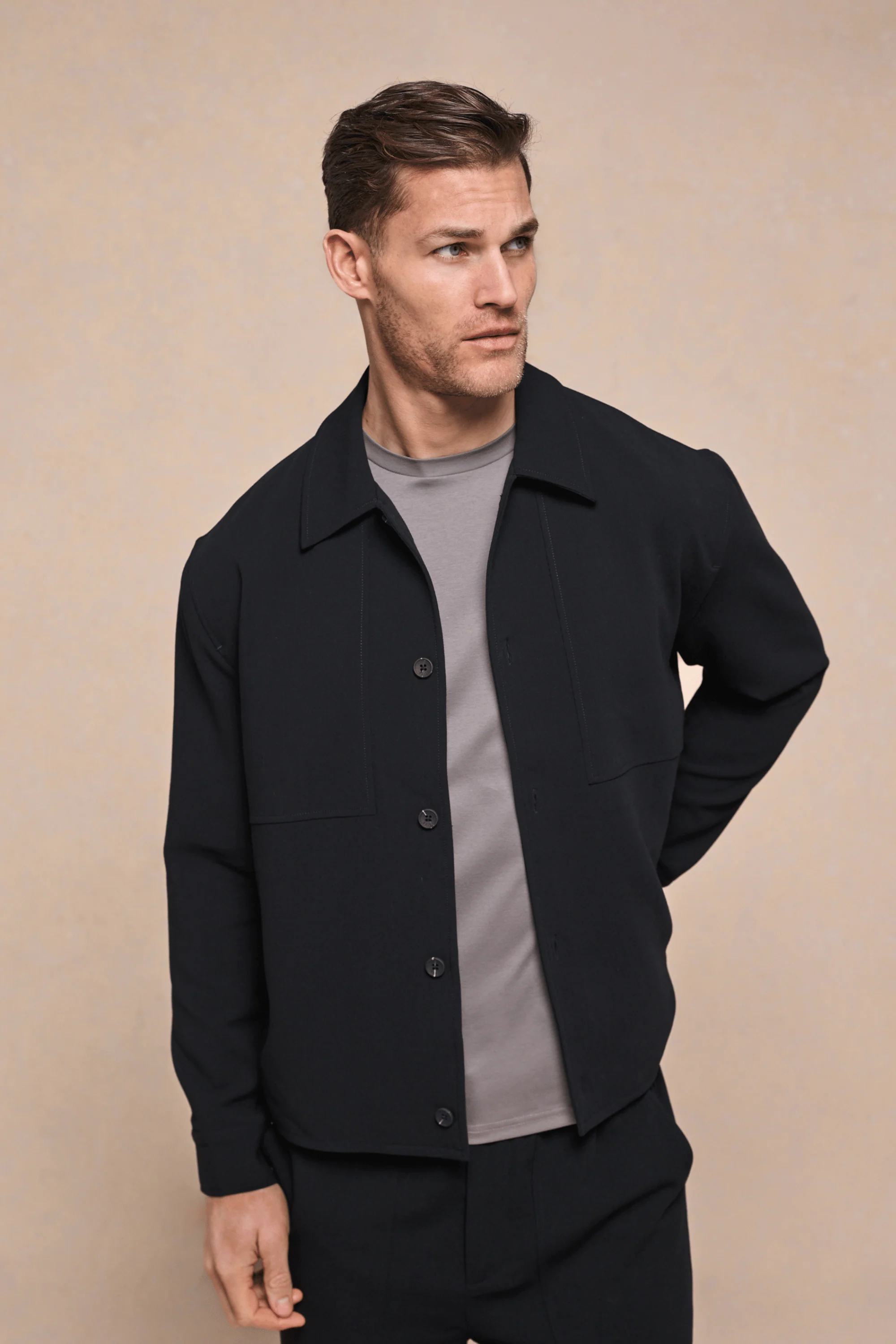 Julien Relaxed Panelled Jacket - Black - Image 3