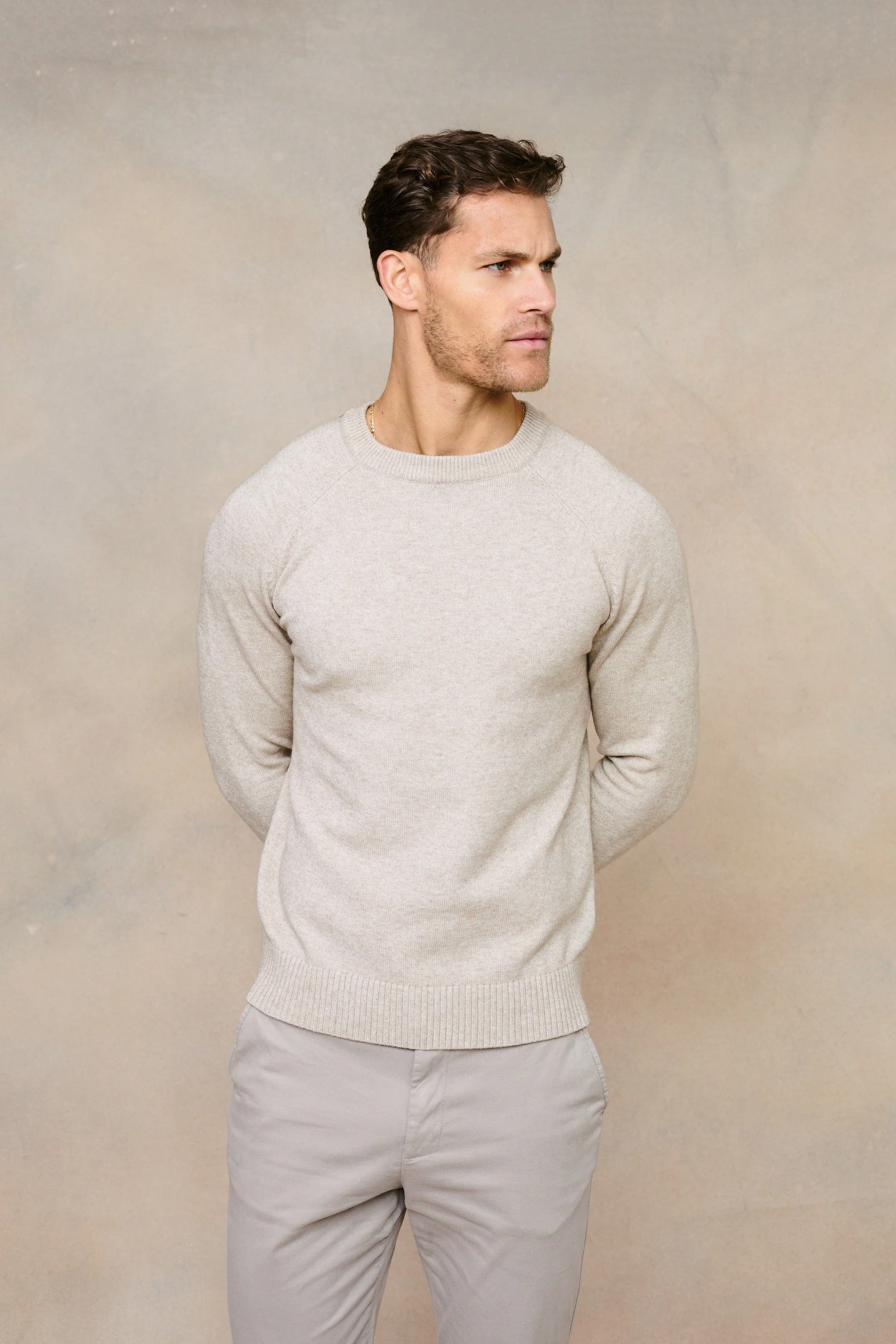 Lando Crew Neck Knit Sweater - Oatmeal - Image 12