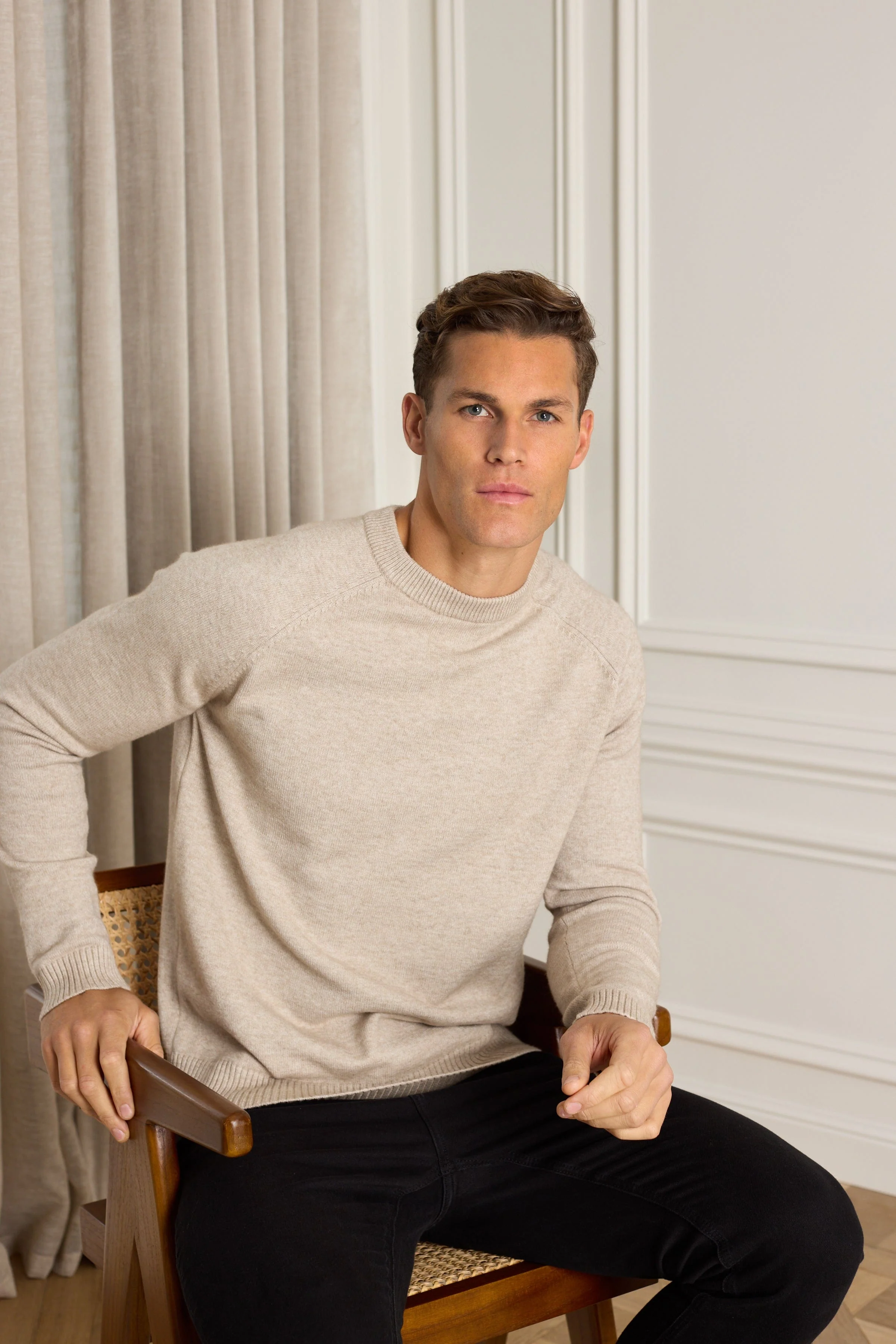 Lando Crew Neck Knit Sweater - Oatmeal - Image 9