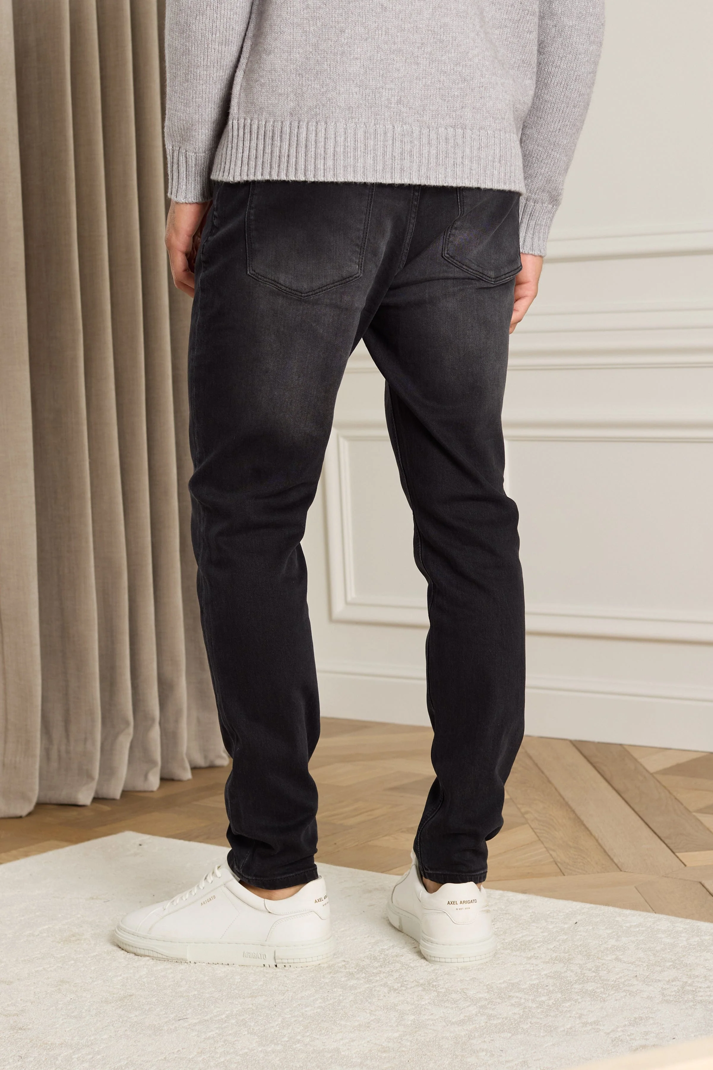 Louis Tapered Straight Leg Stretch Denim - Washed Black - Image 7