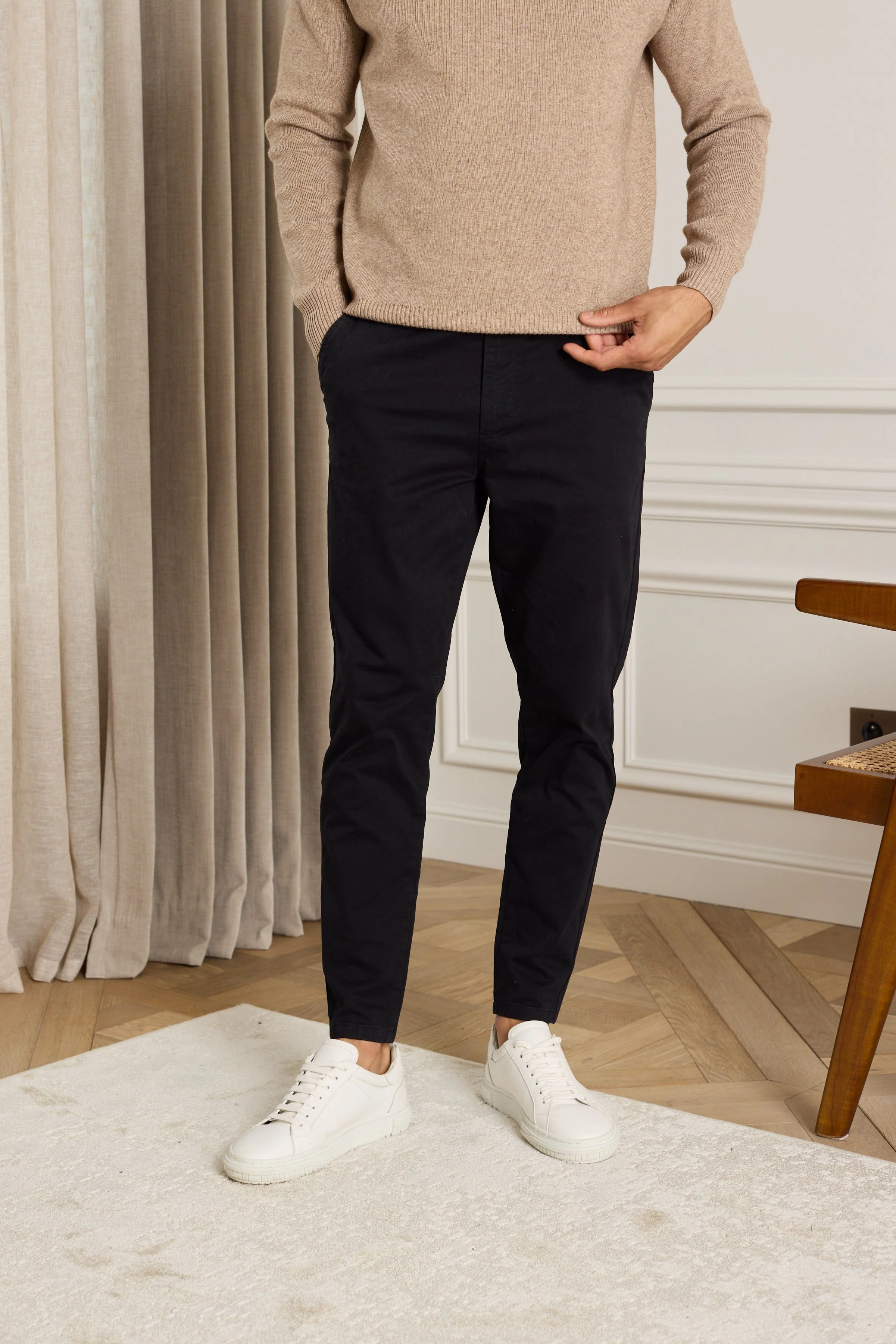 Lucas Tapered Leg Stretch Twill Chino - Black - Image 4