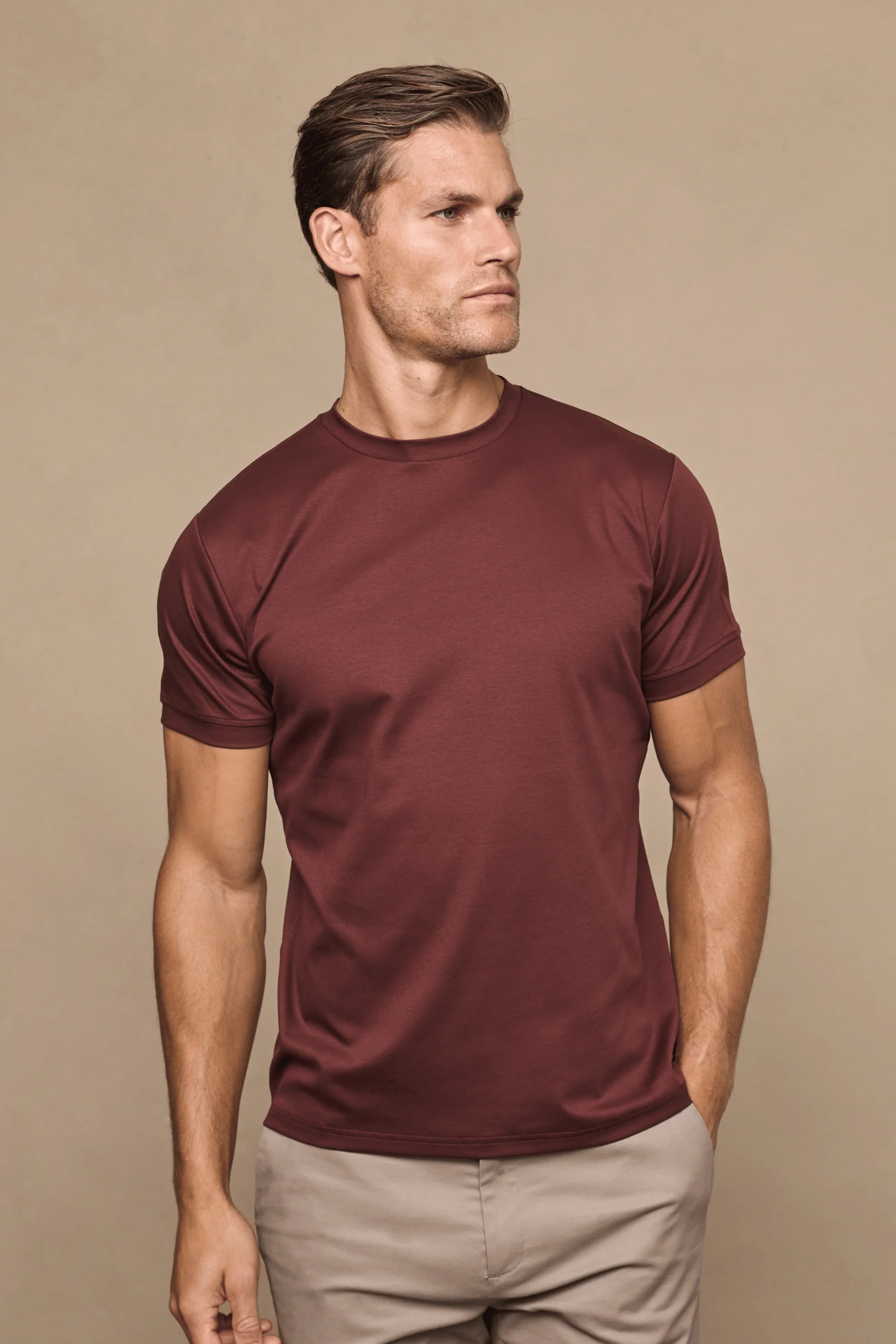 Luxe Mercerised T-Shirt - Rust - Image 3