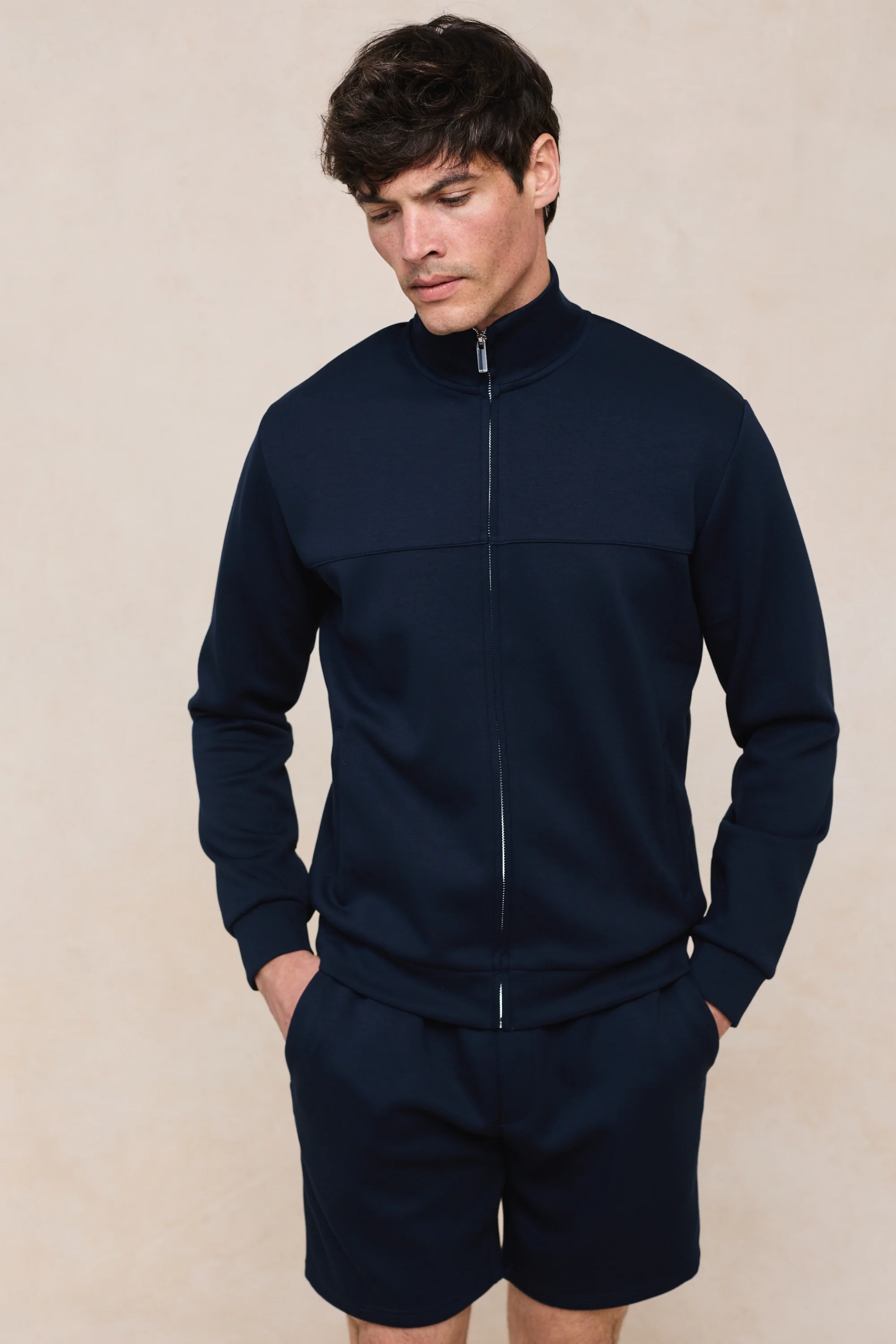 Luxe Zip Through Jacket - Navy - Image 5