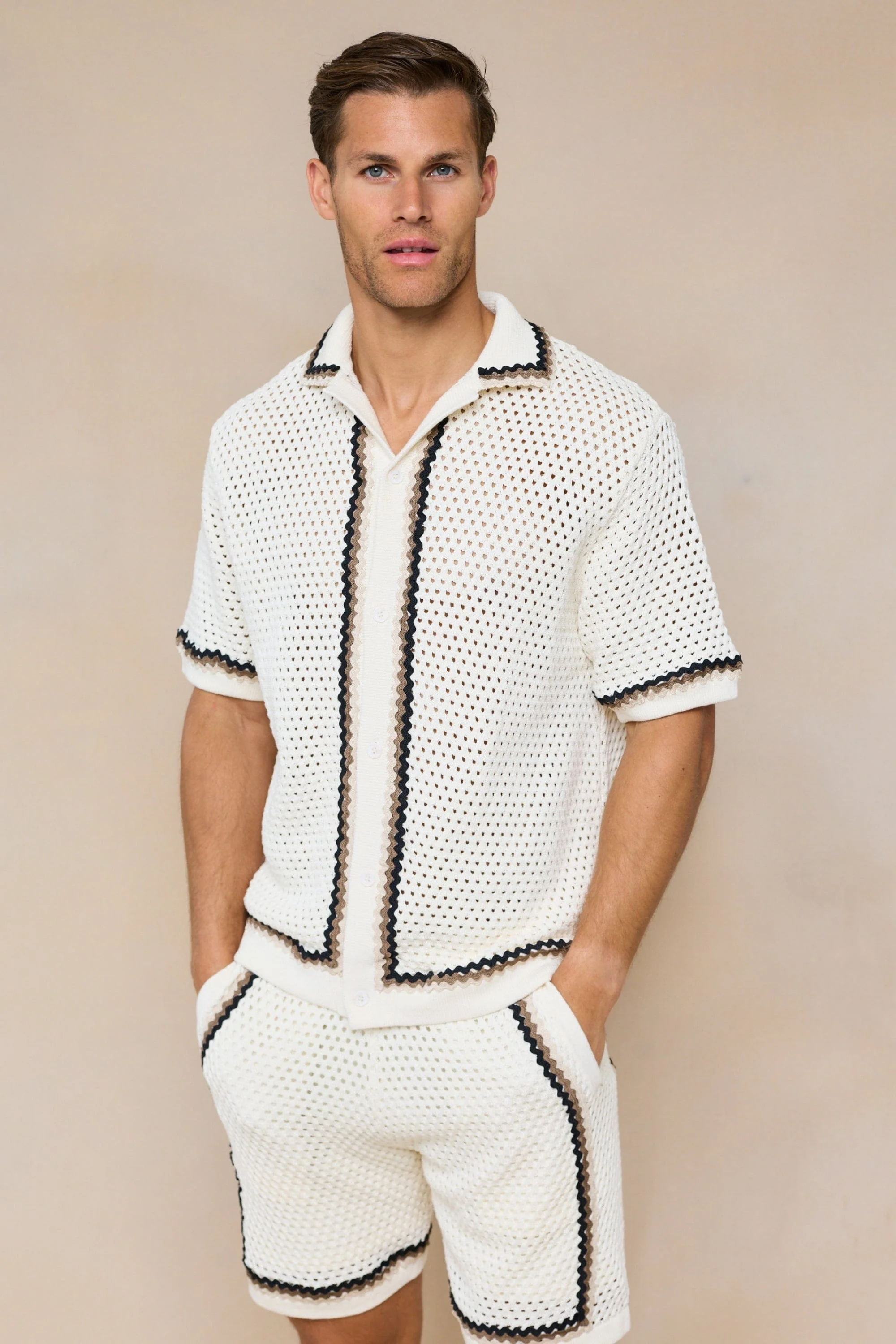 Marconi Crochet Knit Shirt - Ecru - Image 6