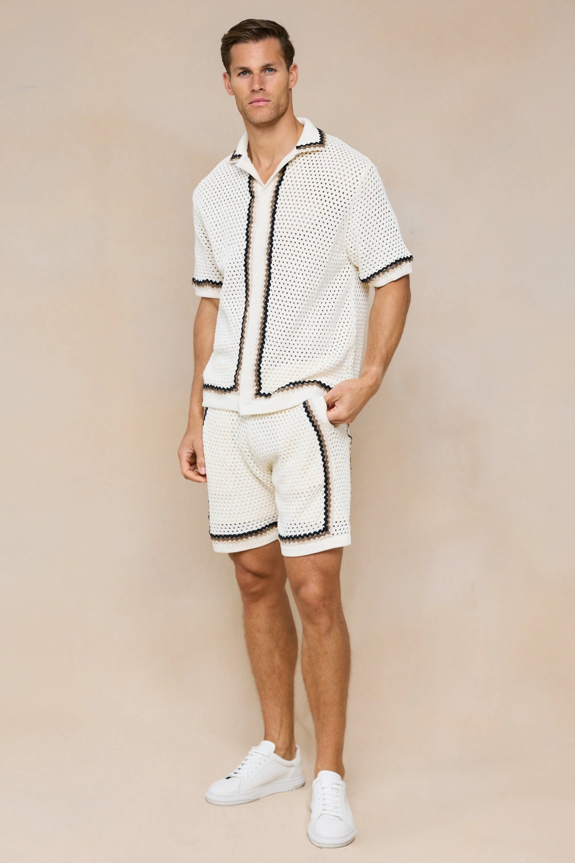 Marconi Crochet Knit Shirt - Ecru - Image 8