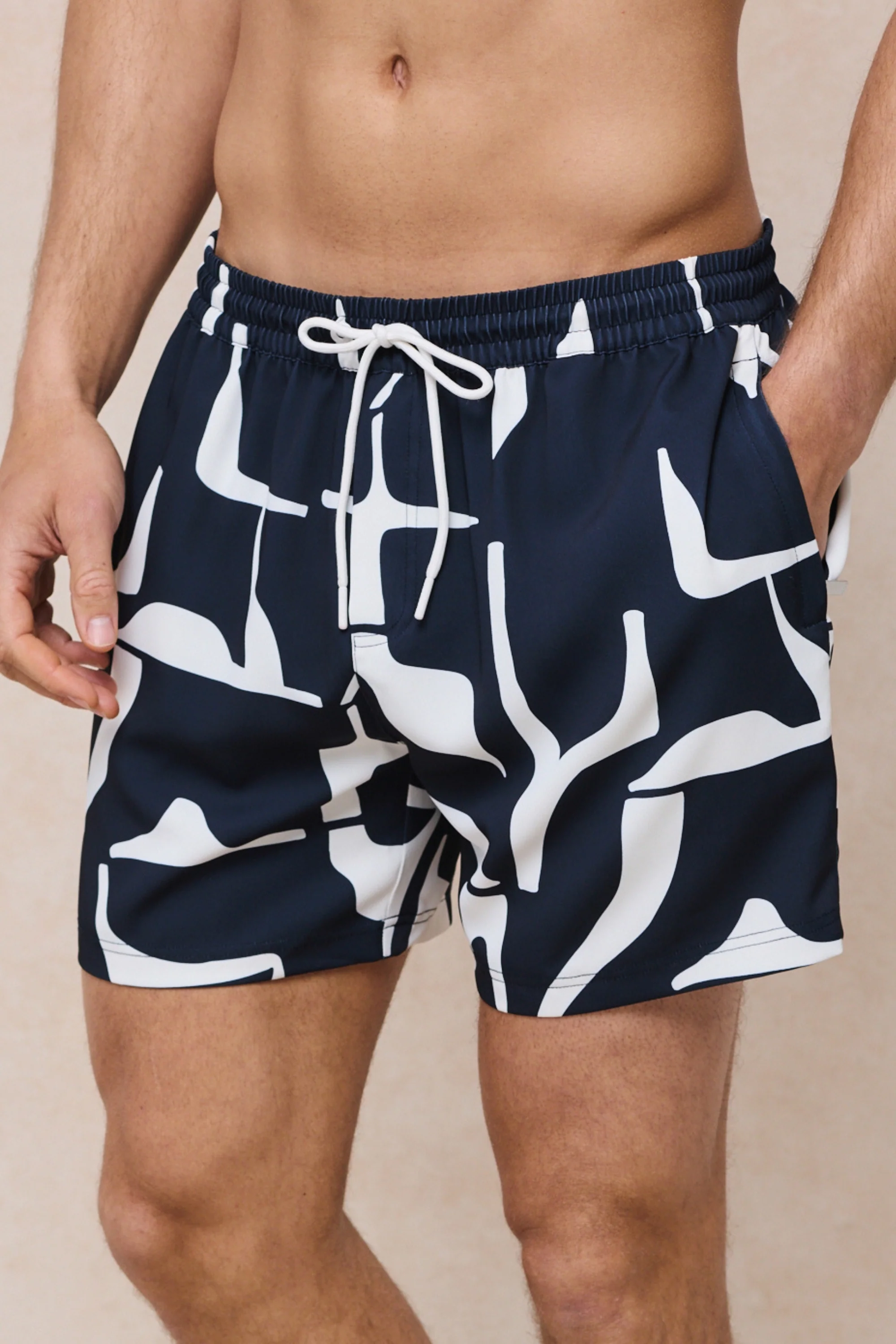 Massira Elasticated Waist Swim Short - Navy/Ecru - Image 5