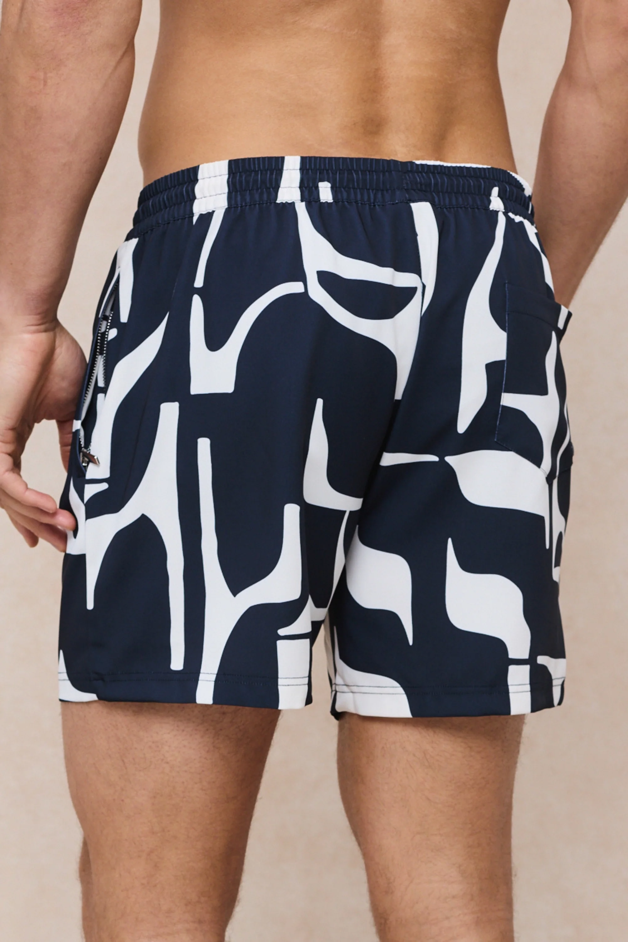 Massira Elasticated Waist Swim Short - Navy/Ecru - Image 6