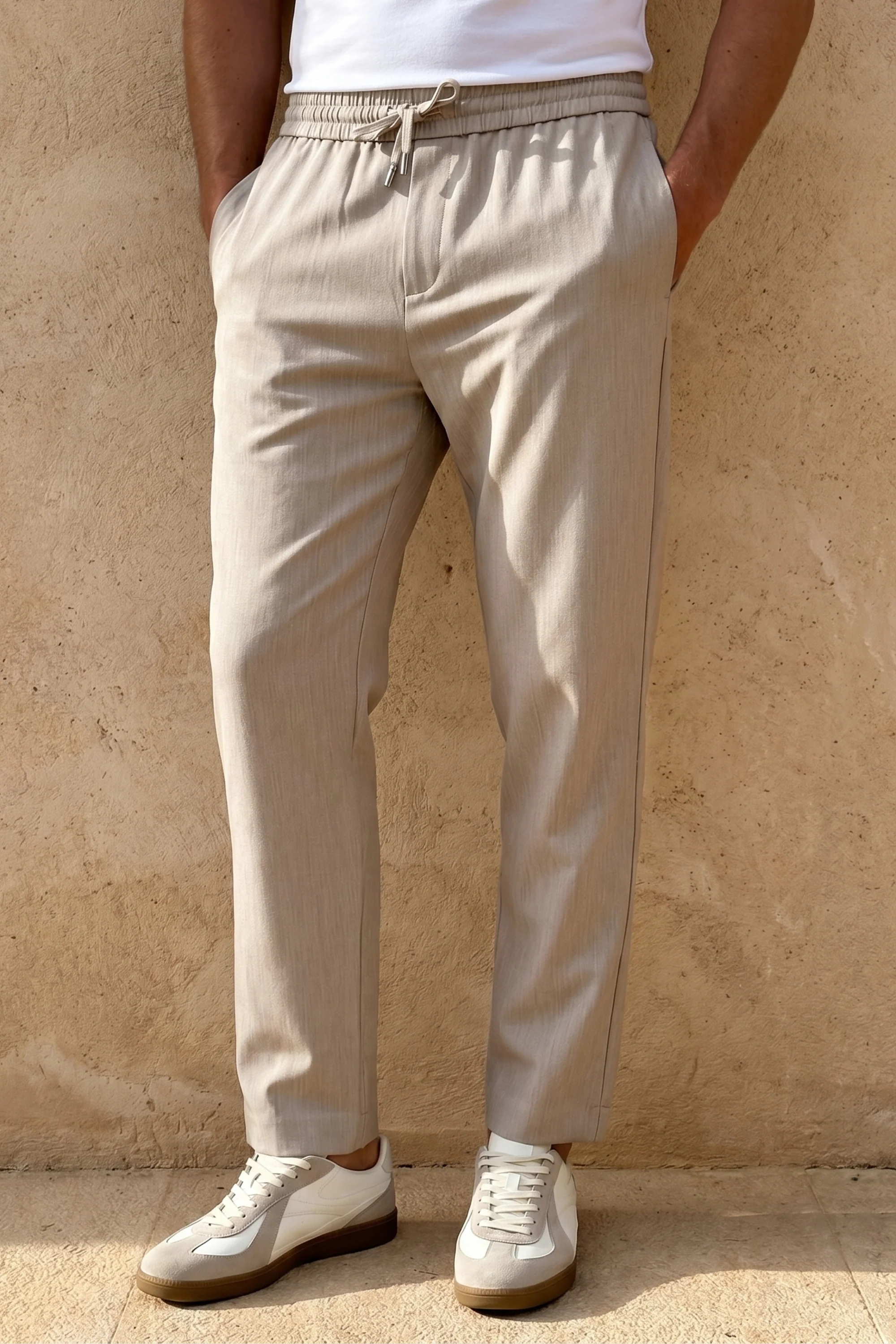 Mateo Tapered Trouser - Oatmeal Marl