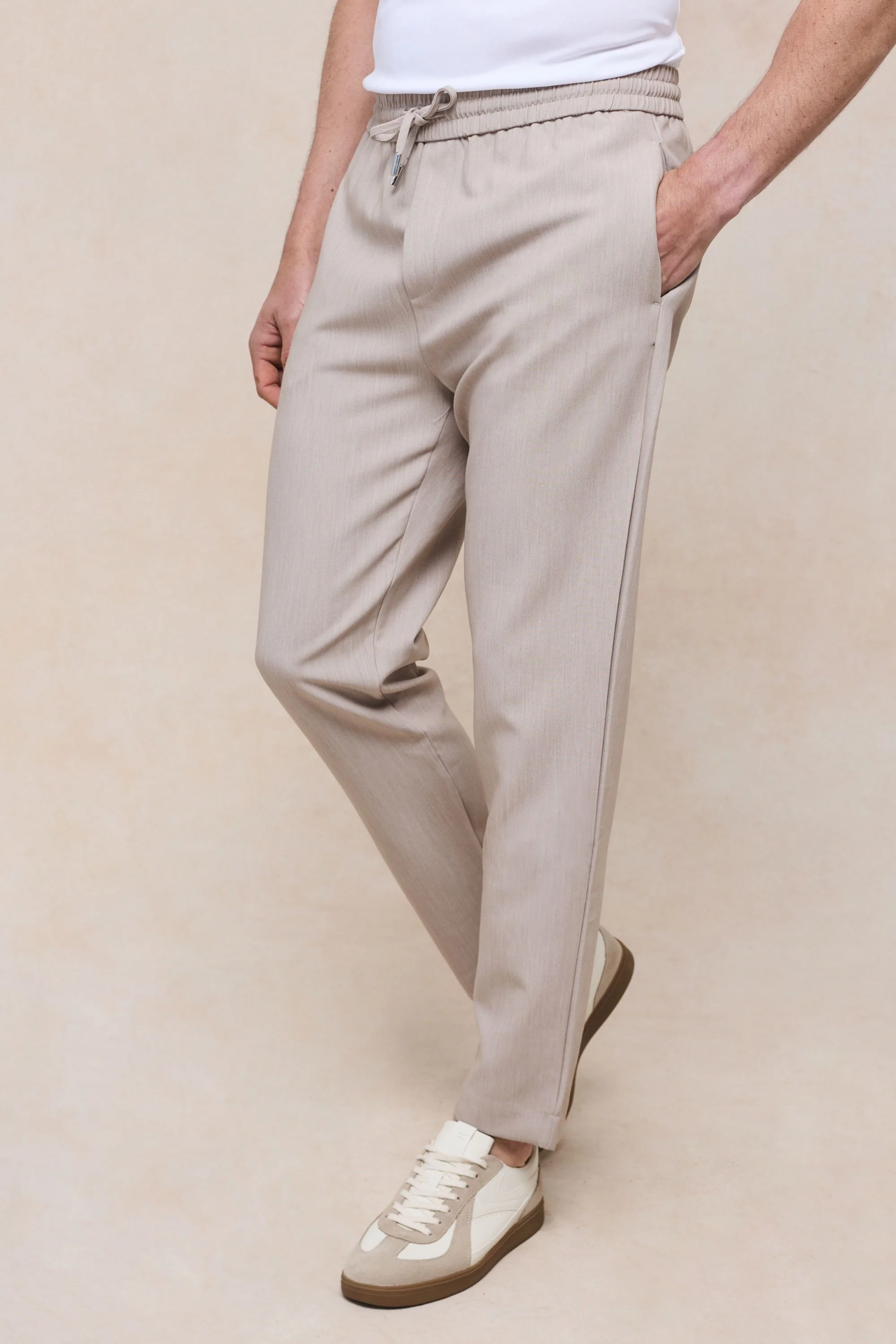 Mateo Tapered Trouser - Oatmeal Marl - Image 3