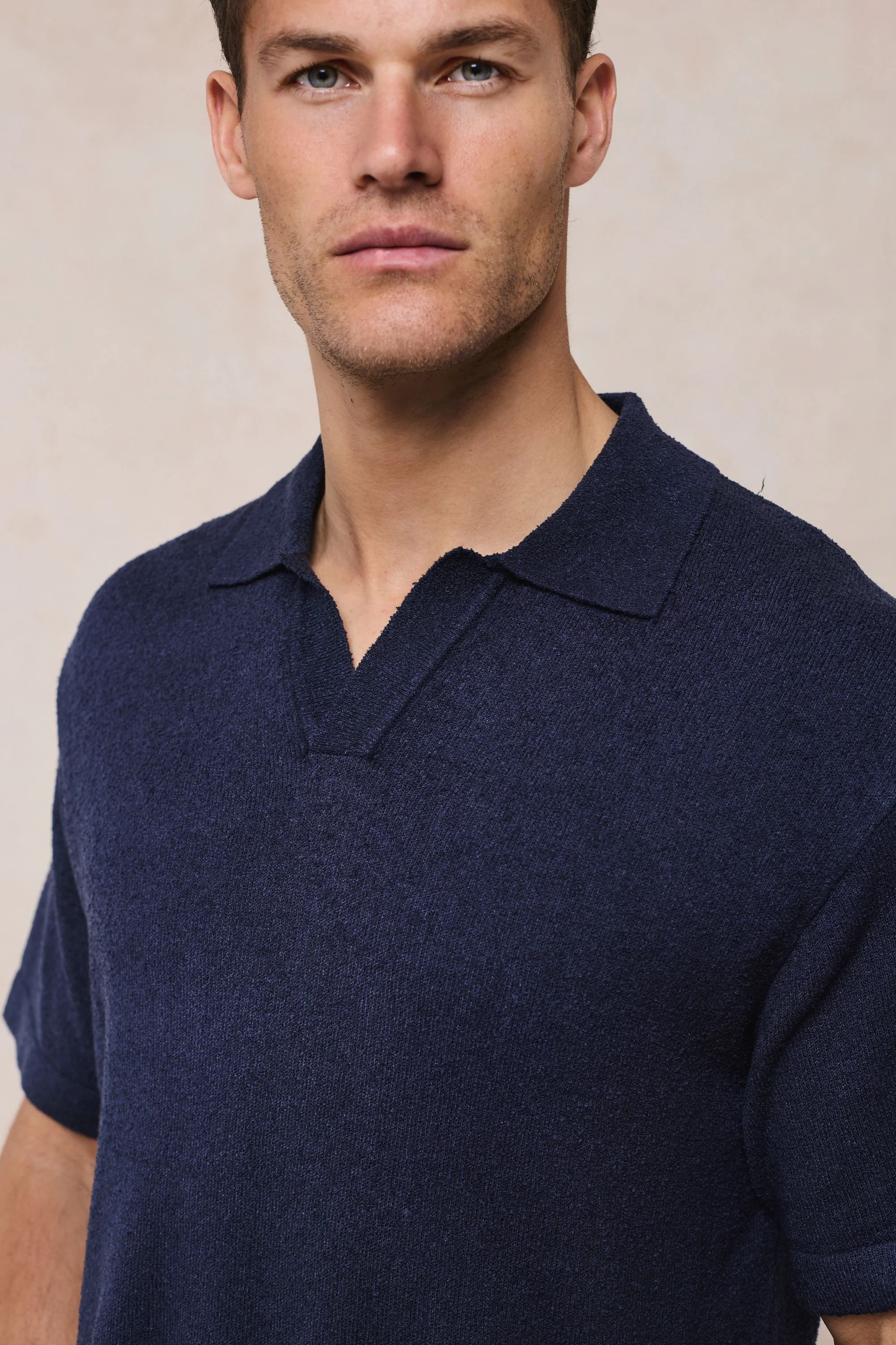 Miguel Boucle Polo Shirt - Navy - Image 5