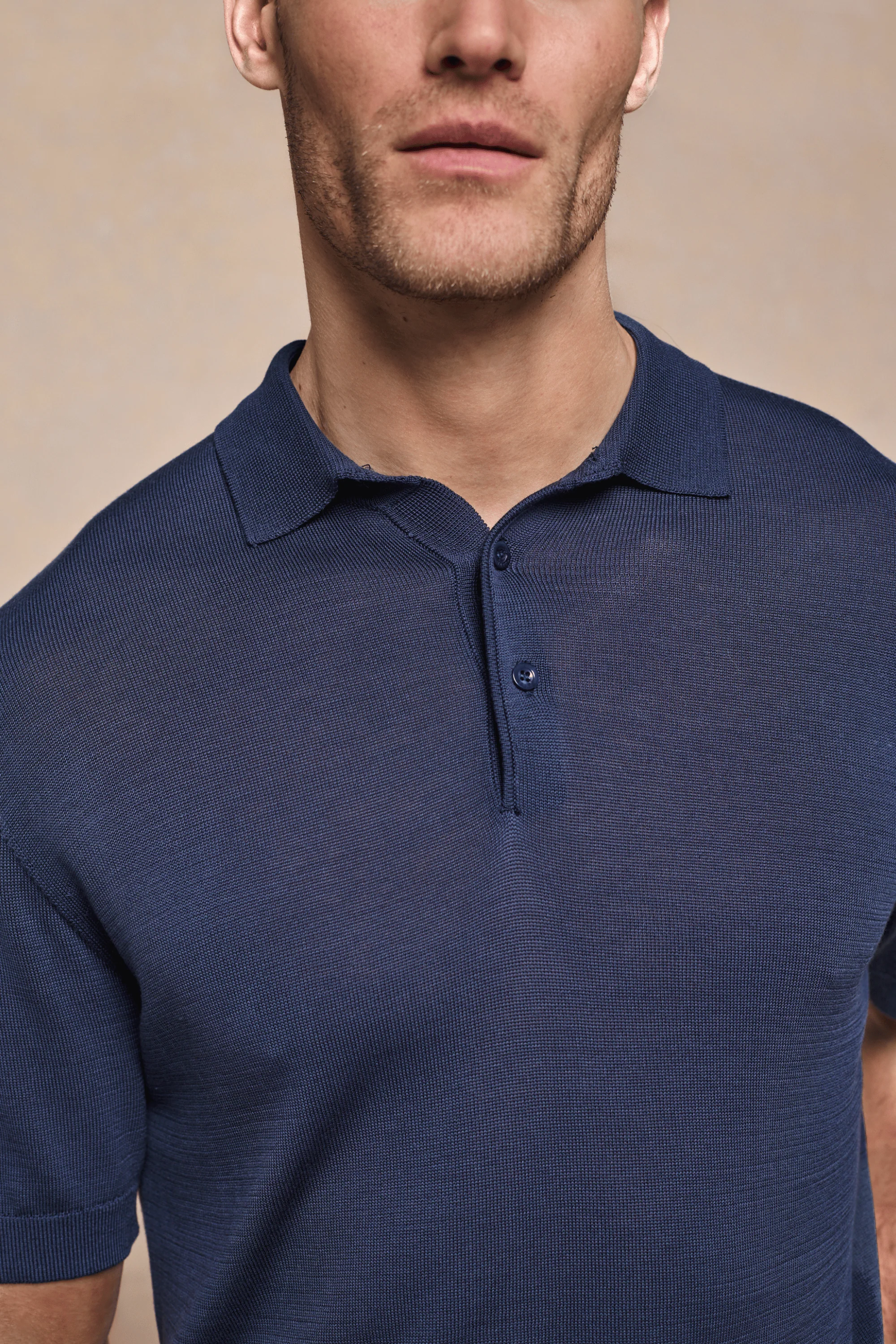Pablo Half Placket Short Sleeve Knitted Polo - Navy - Image 6