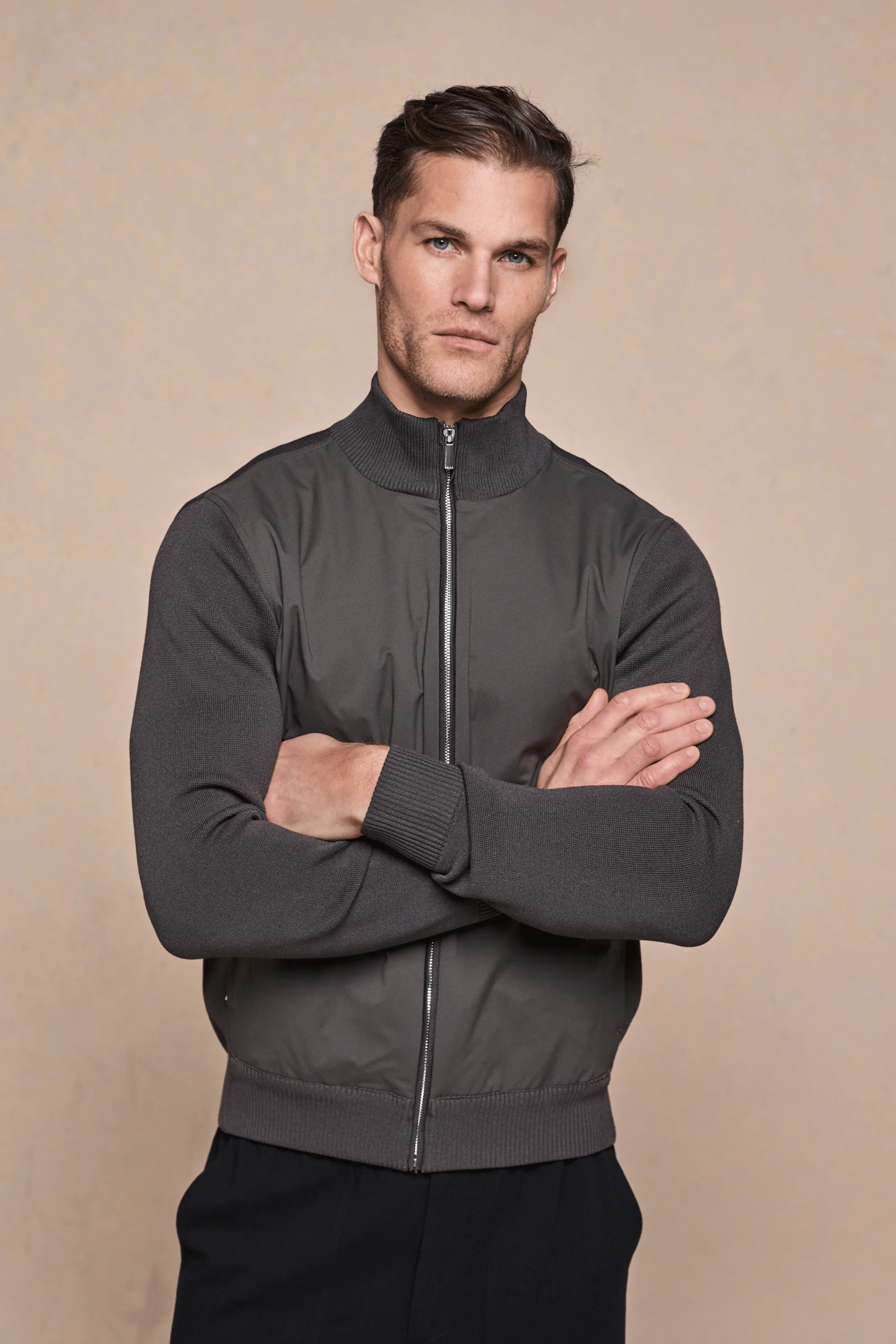 Paco Hybrid Knitted Jacket - Dark Olive - Image 5