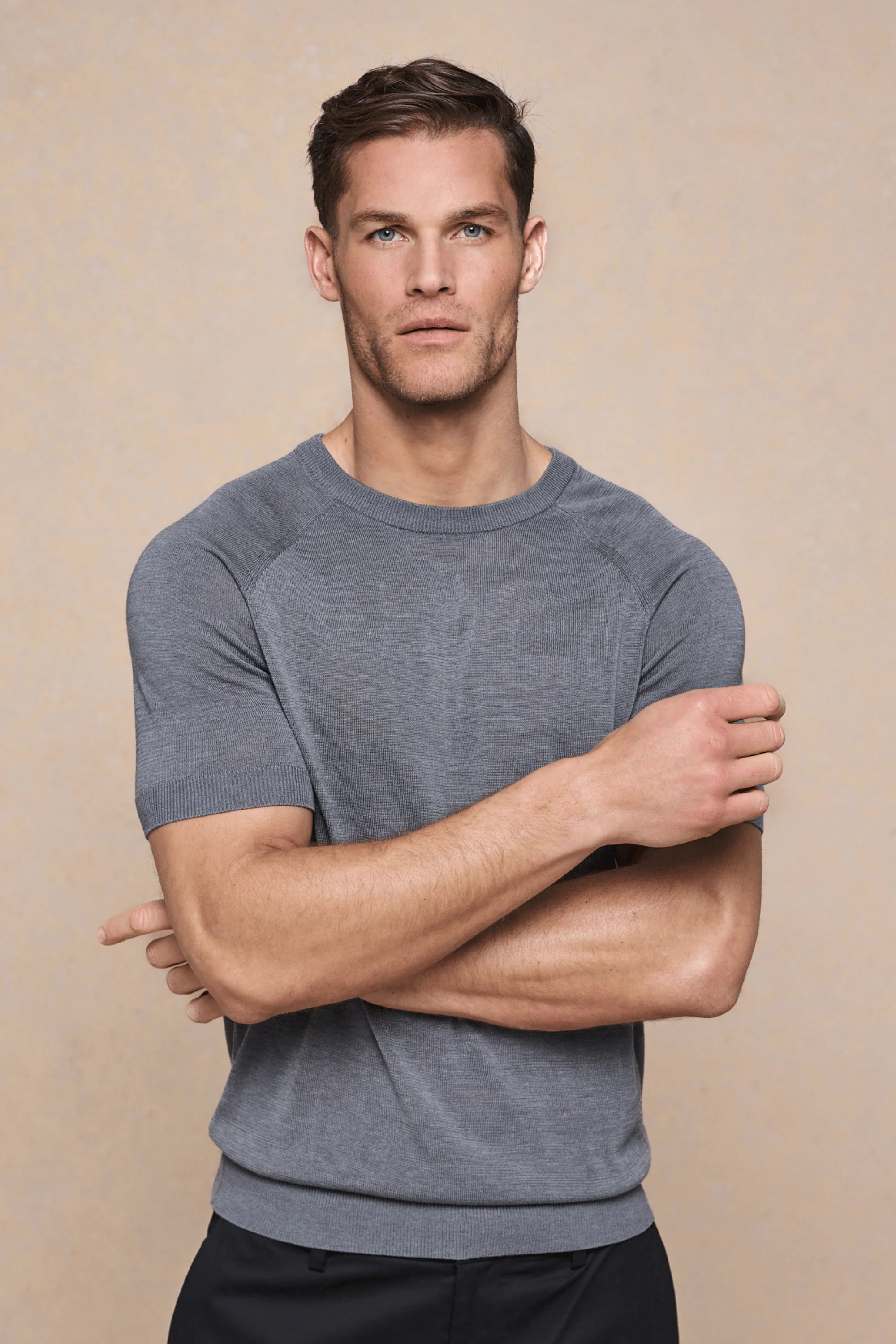 Riera Knit Crew Neck T-Shirt - Grey Marl - Image 4