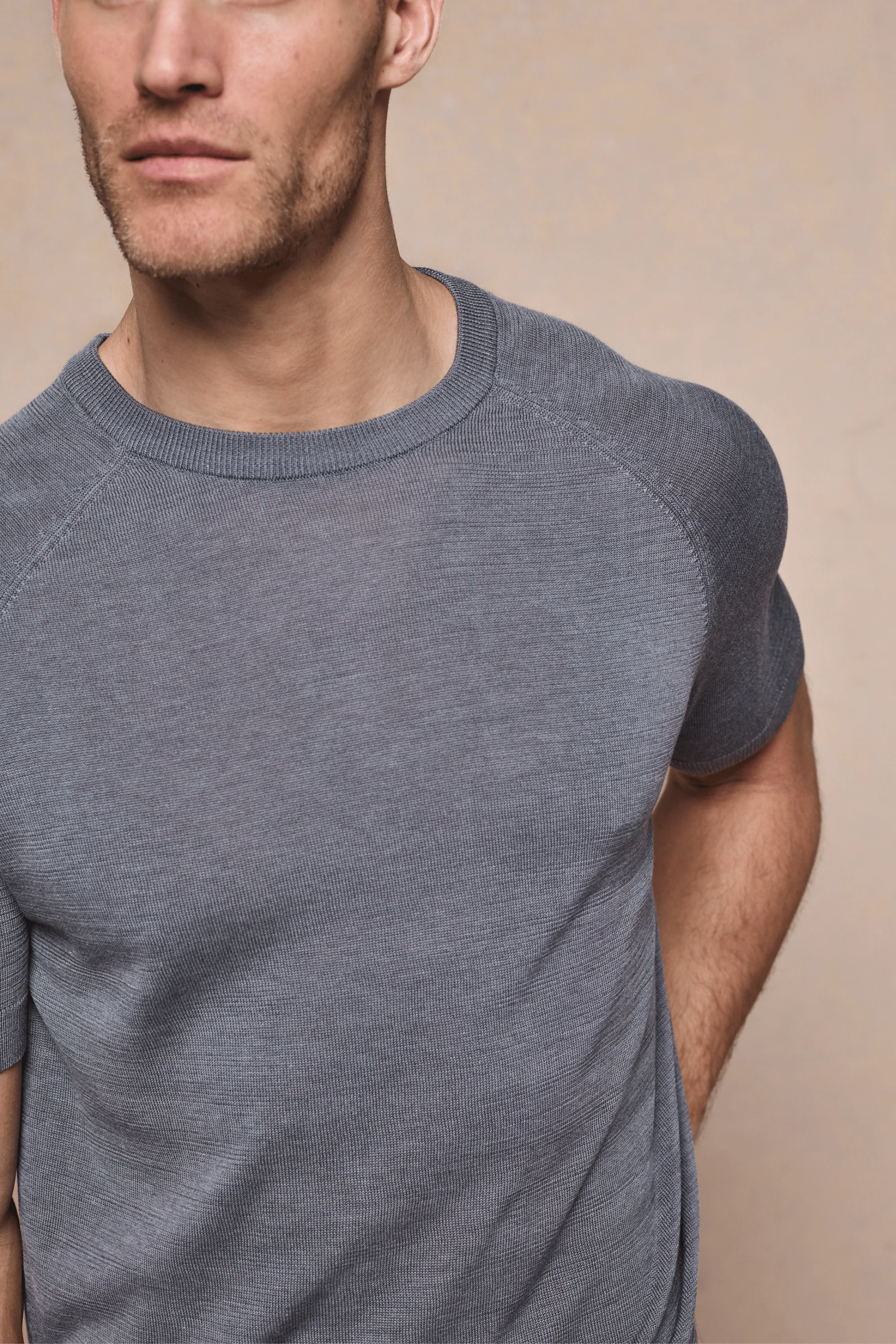 Riera Knit Crew Neck T-Shirt - Grey Marl - Image 5