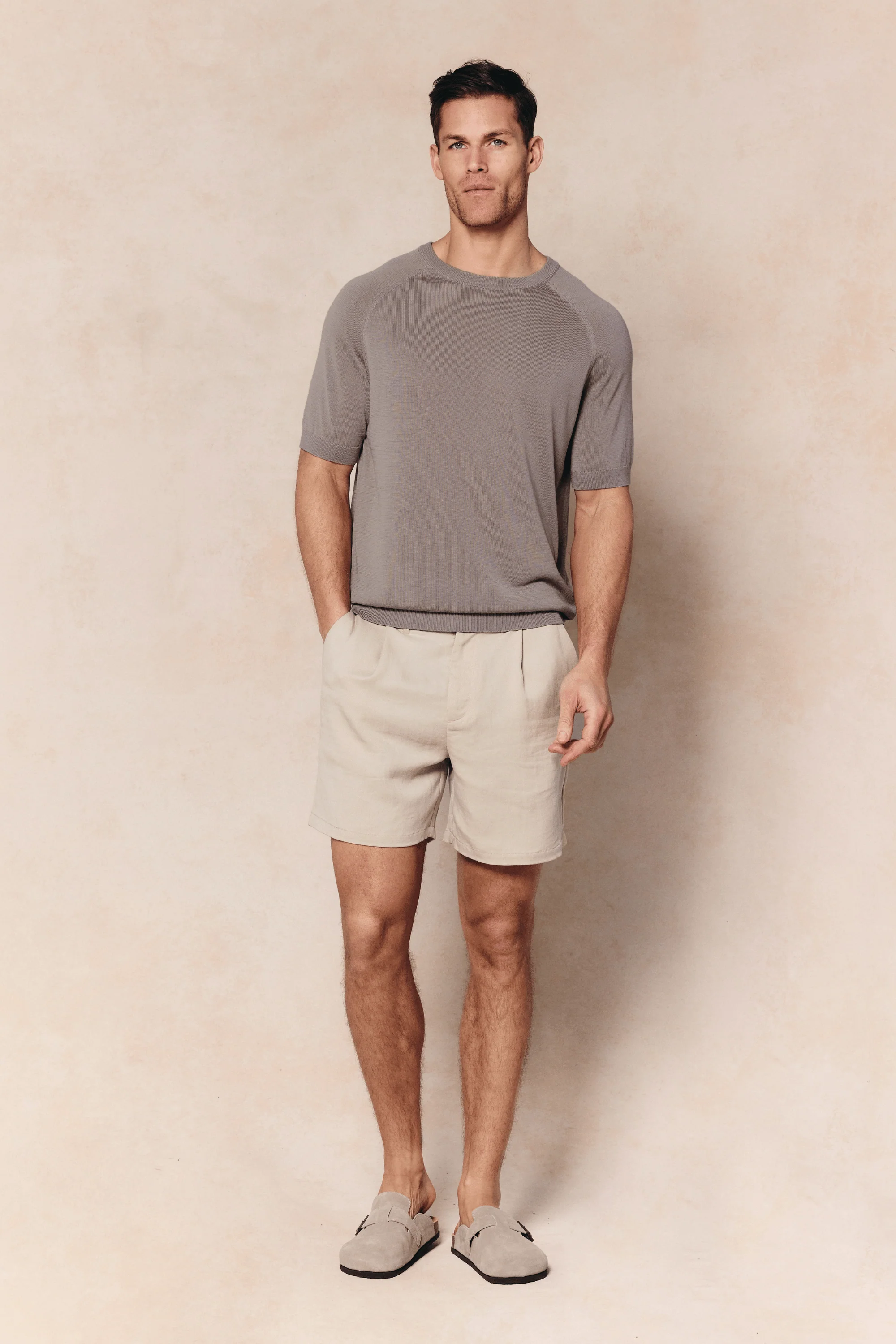 Riera Knit Crew Neck T-Shirt - Sand - Image 4