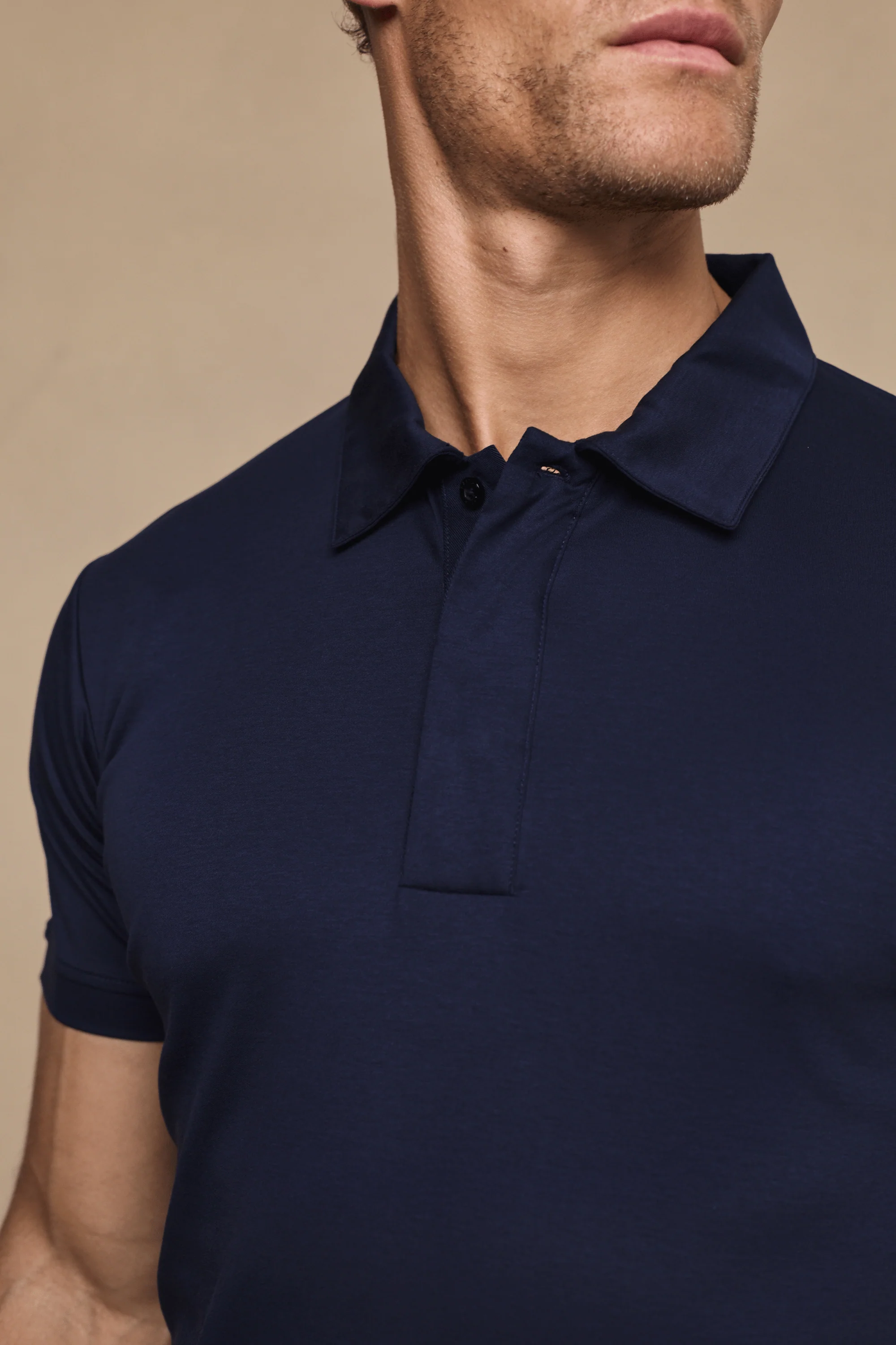 Santi Mercerised Polo Shirt - Navy - Image 4