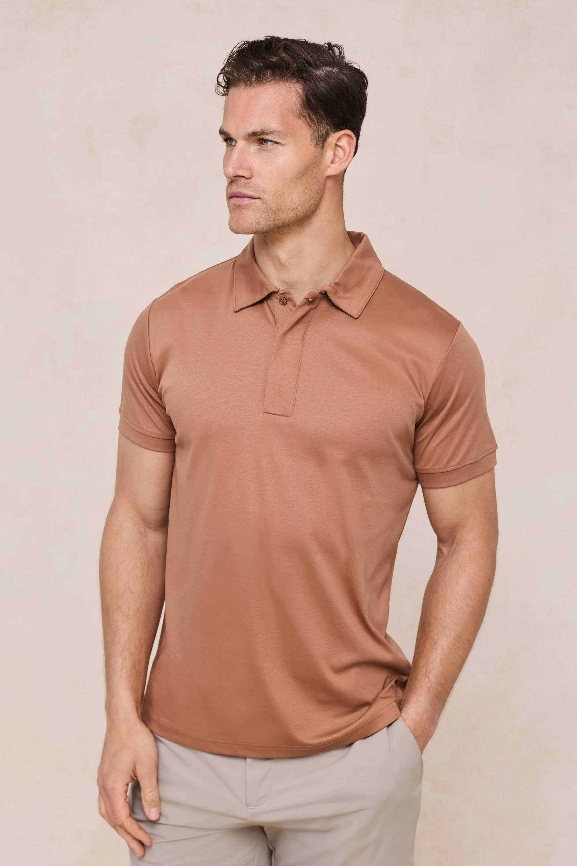 Santi Mercerised Polo Shirt - Rust Orange - Image 4