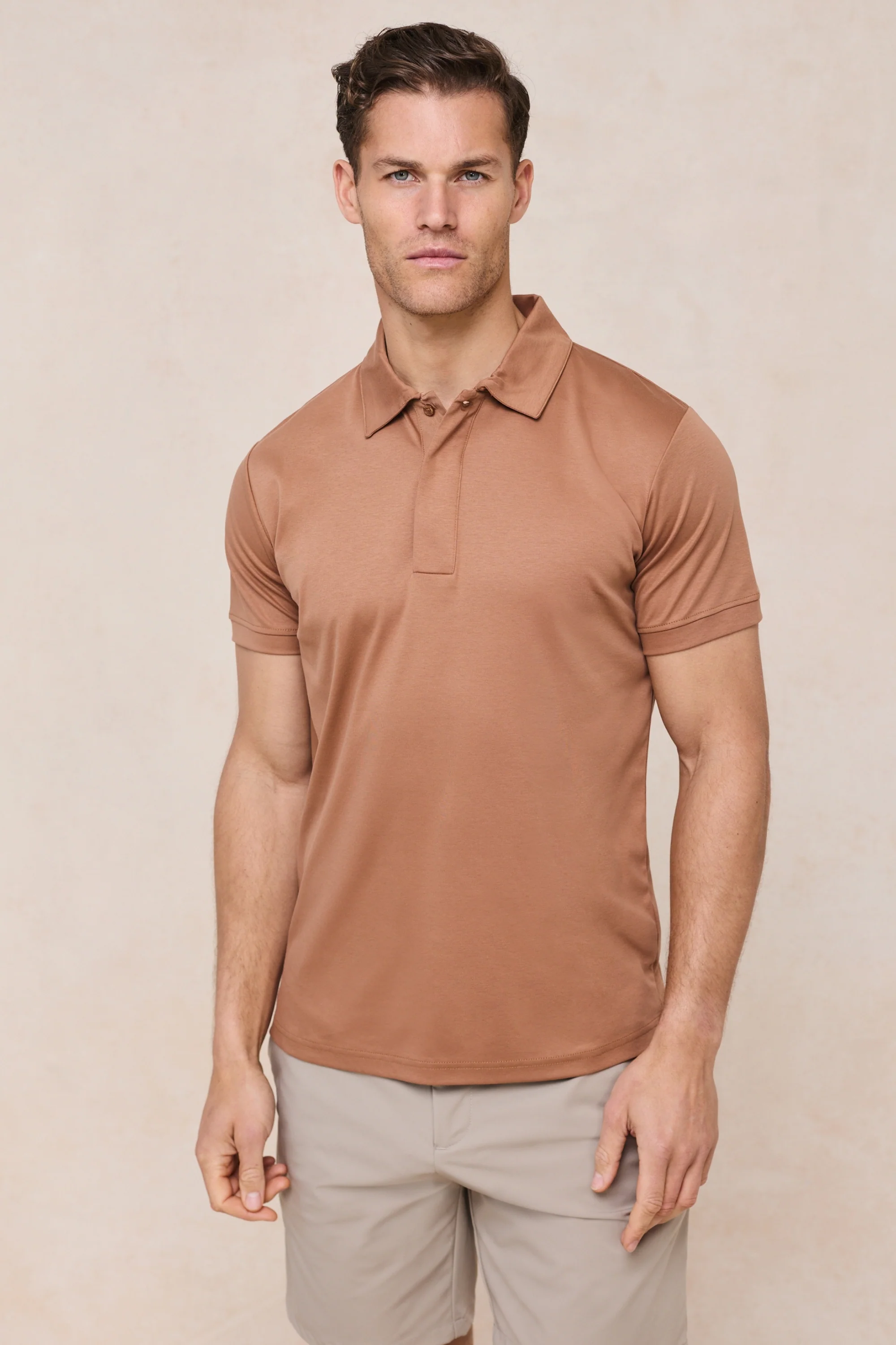 Santi Mercerised Polo Shirt - Rust Orange - Image 5