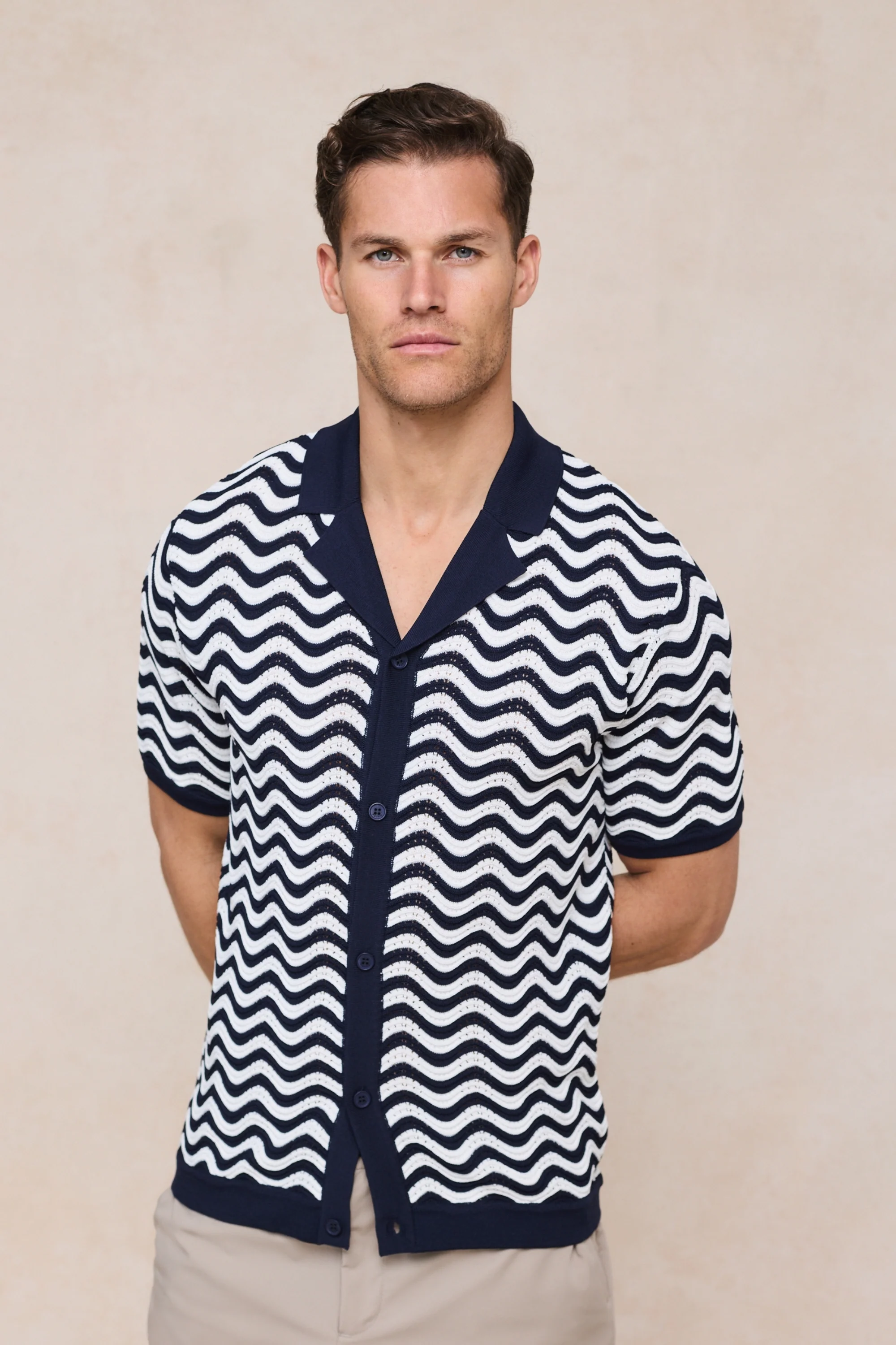 Serenita Knitted Shirt - Ecru/Navy - Image 3
