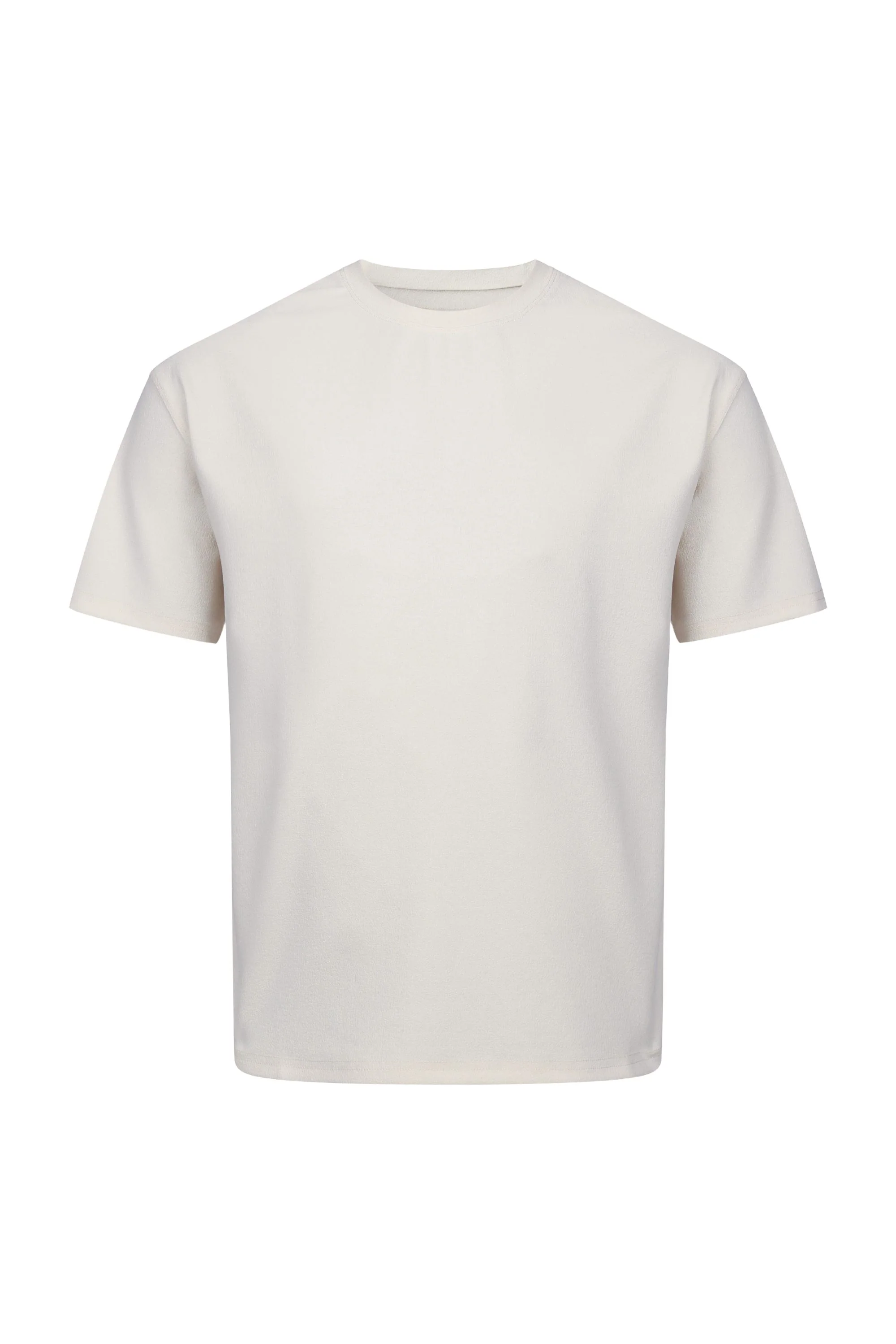 Tomas Crew Neck Textured T-Shirt - Ecru - Image 6