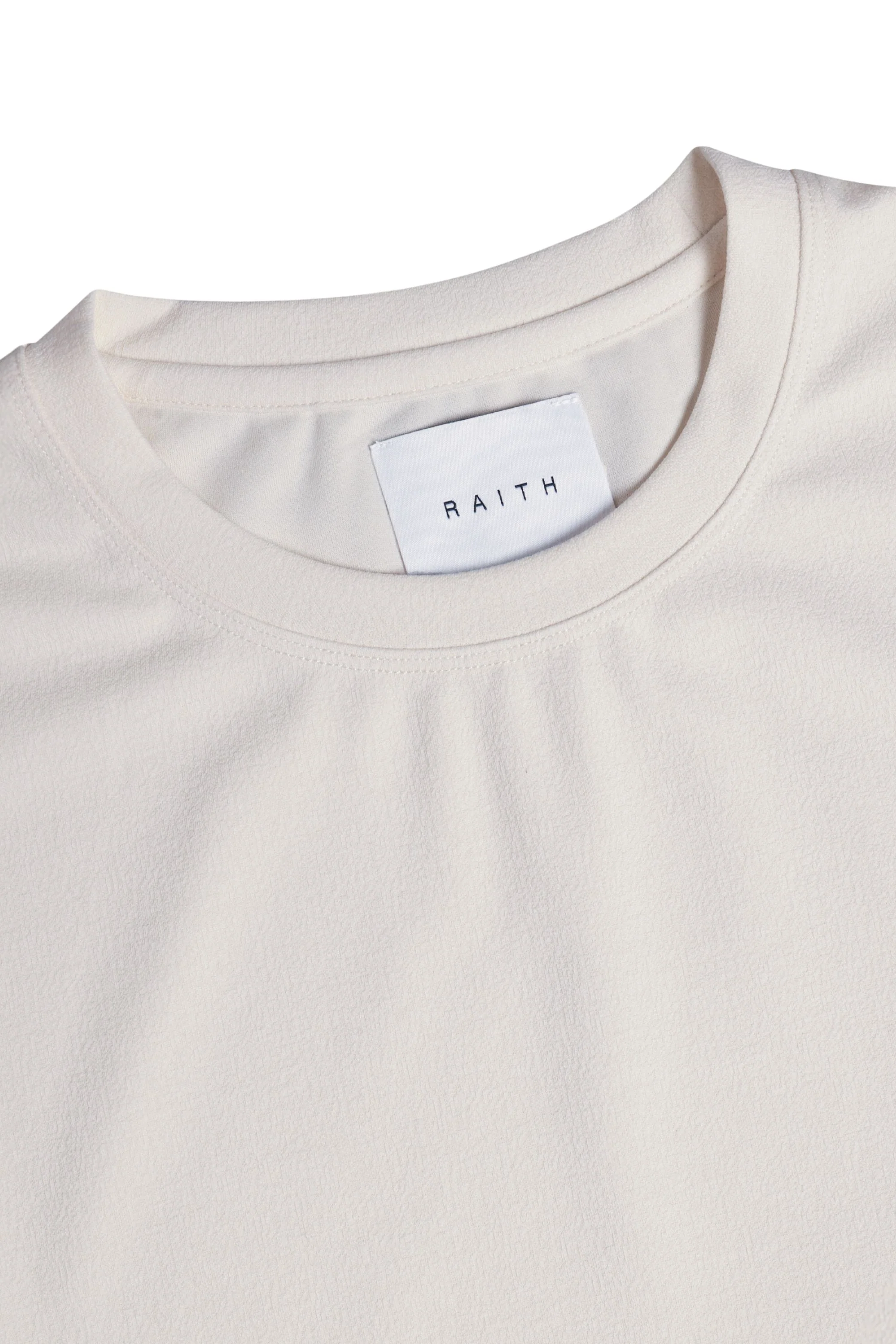 Tomas Crew Neck Textured T-Shirt - Ecru - Image 7