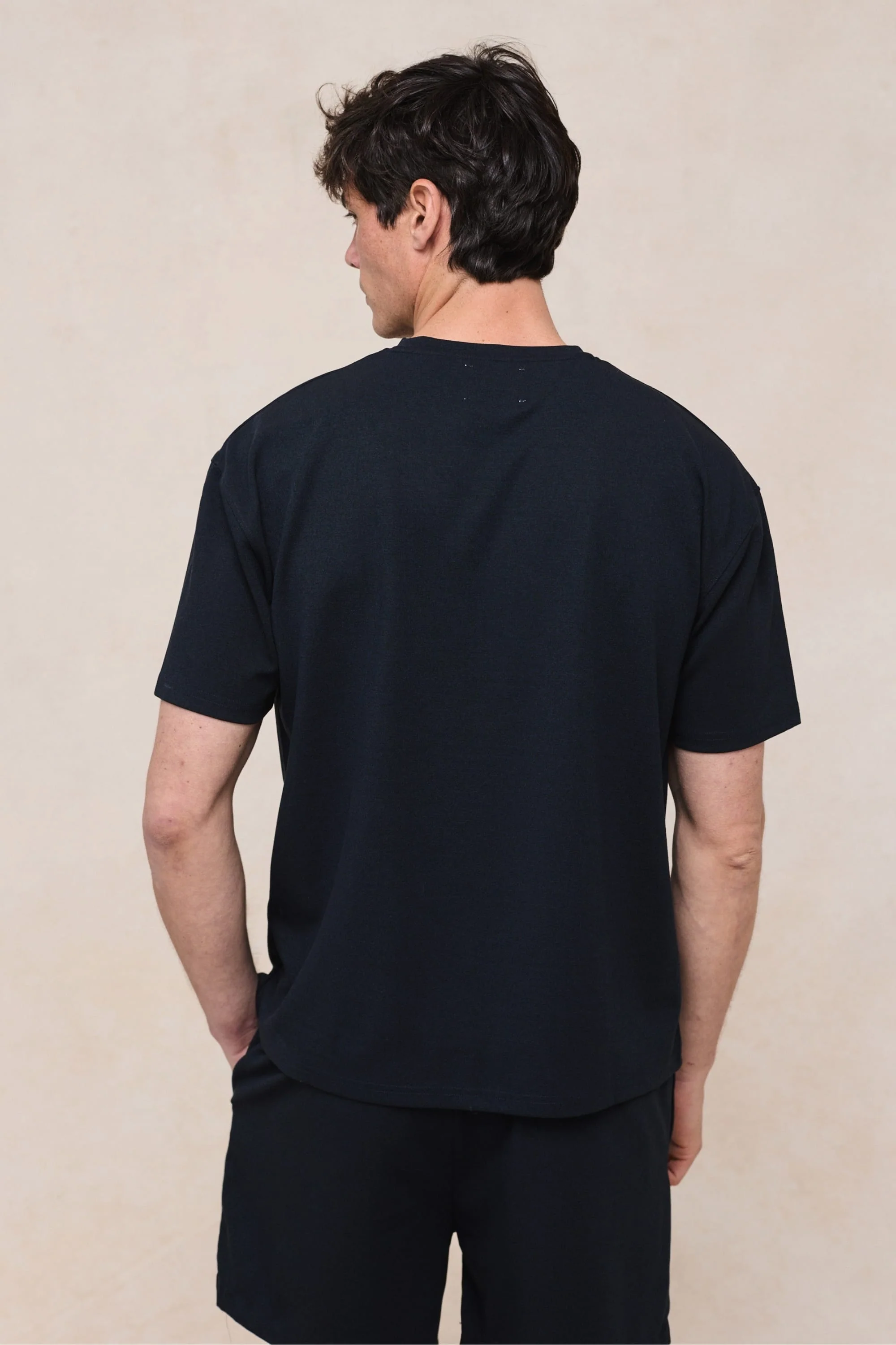 Tomas Crew Neck Textured T-Shirt - Navy - Image 5