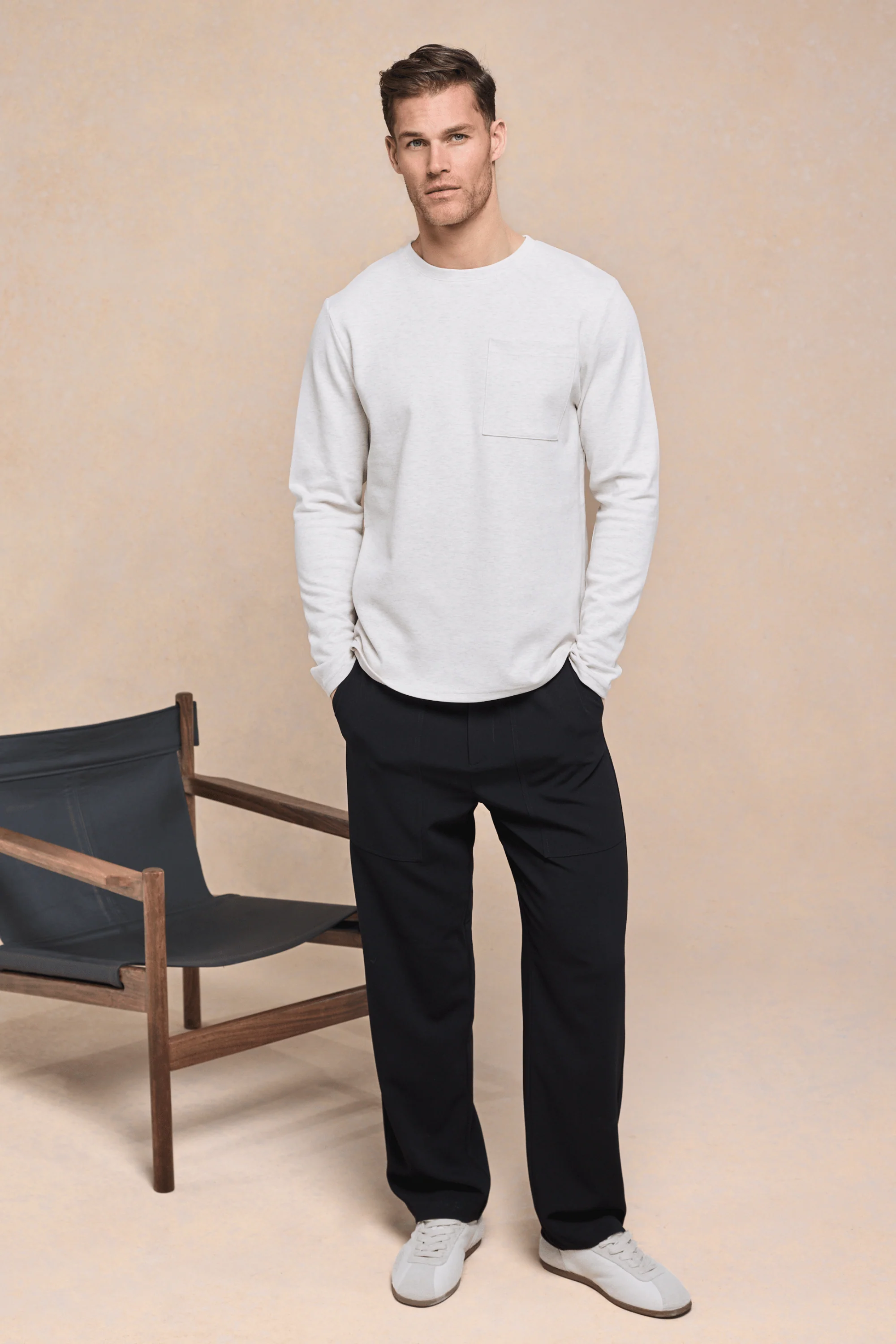 Tyler Long Sleeve Top - Stone Marl - Image 3