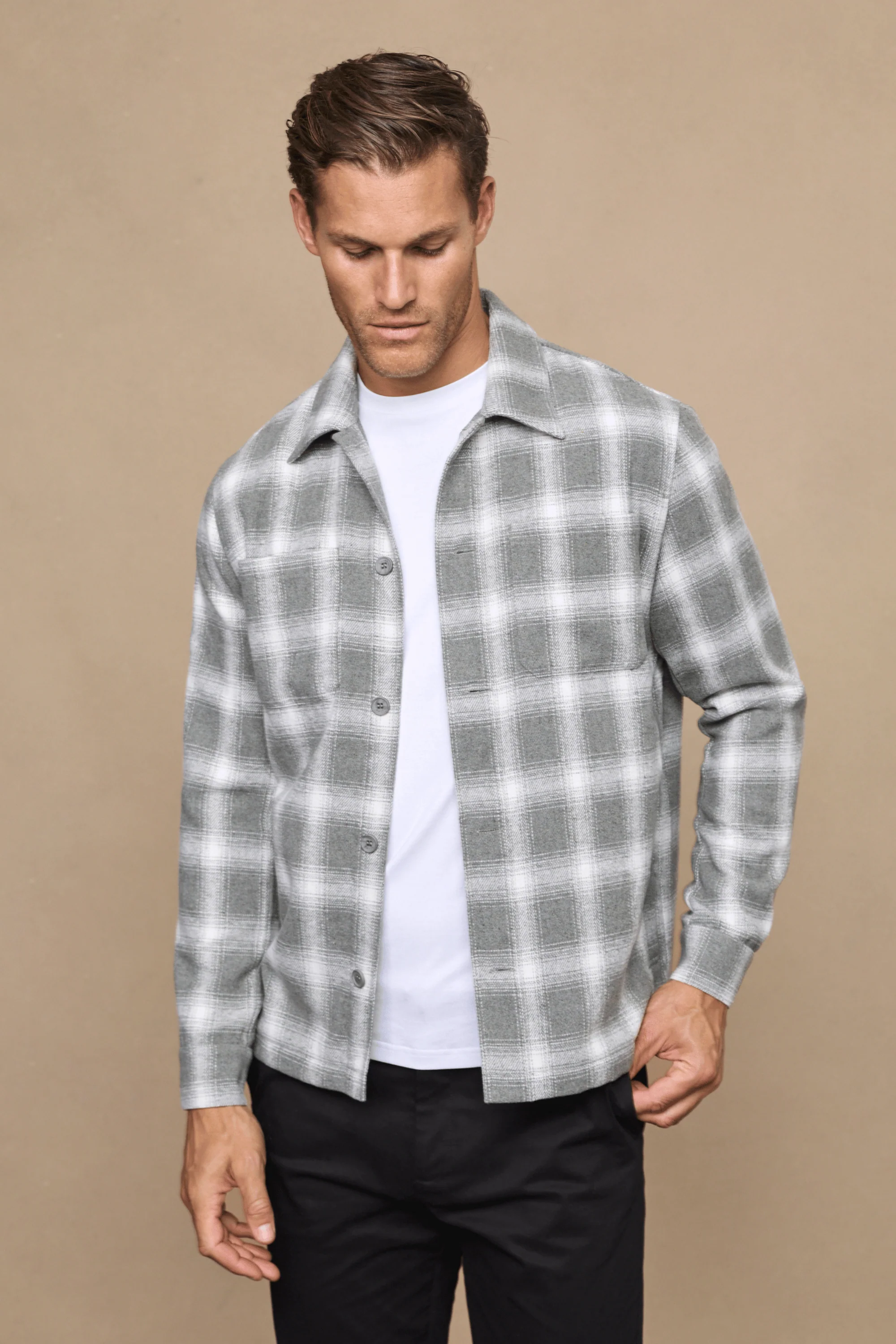 Vienna Checked Overshirt - Sage/Ivory - Image 3