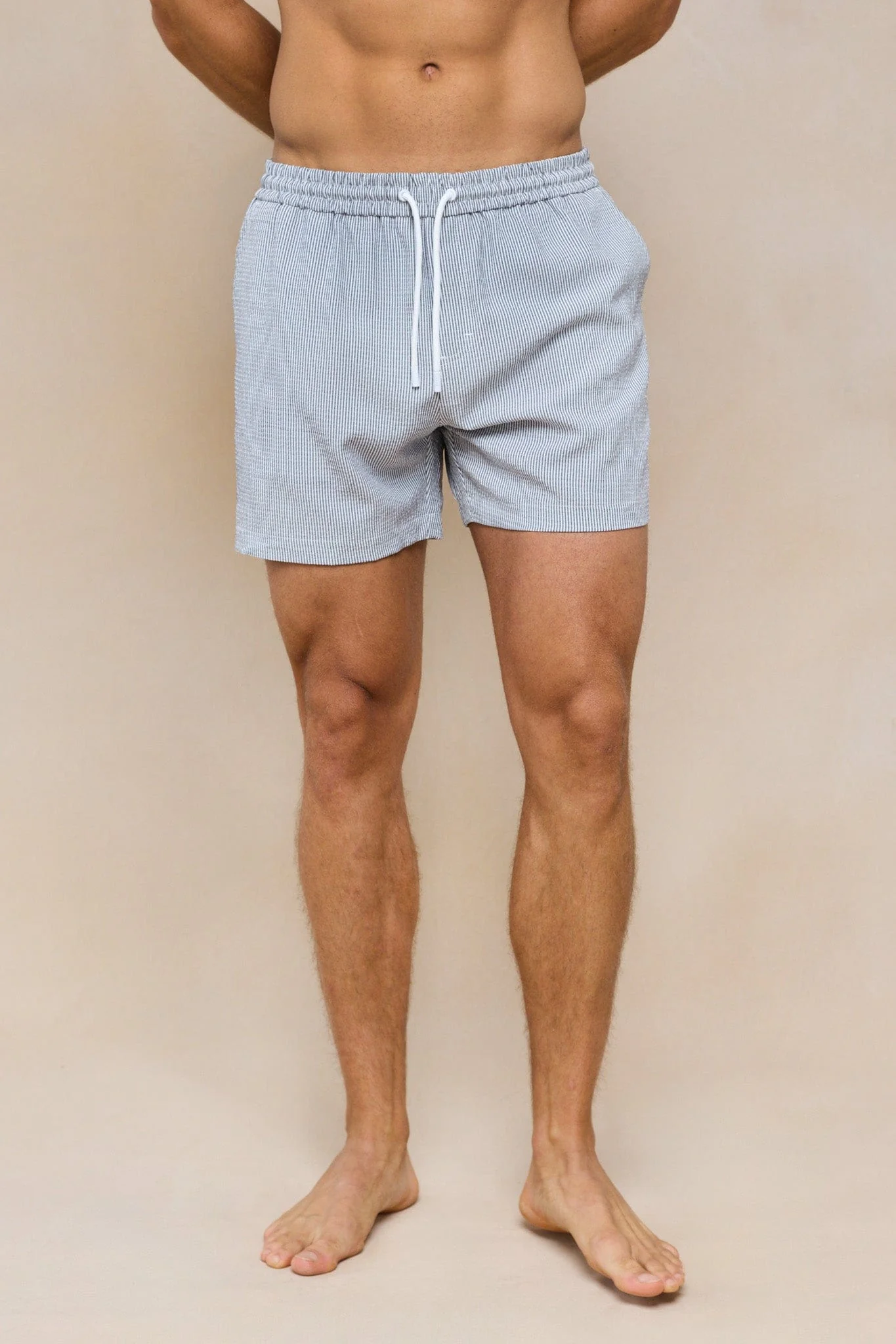 Vittorio Seersucker Swim Short - Black/White - Image 6