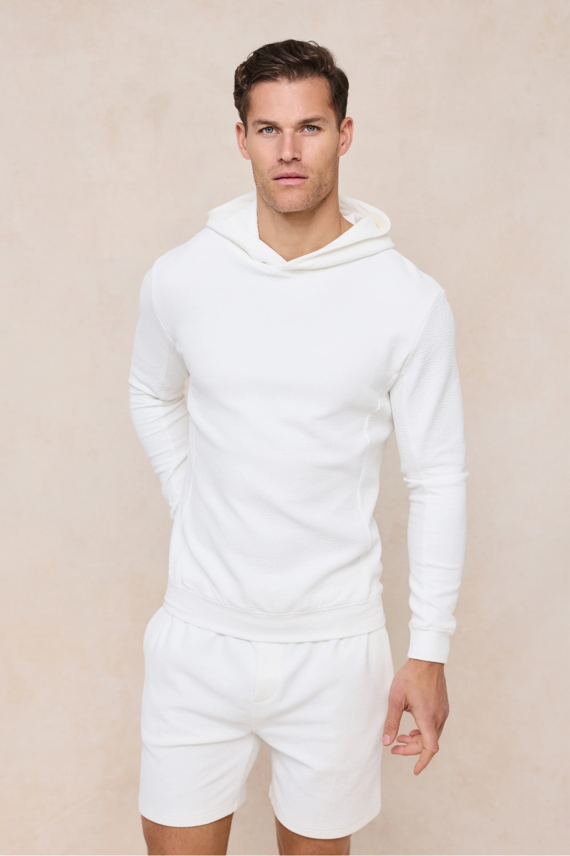 Zarco Crinkled Jersey Hoodie - Ivory - Image 4